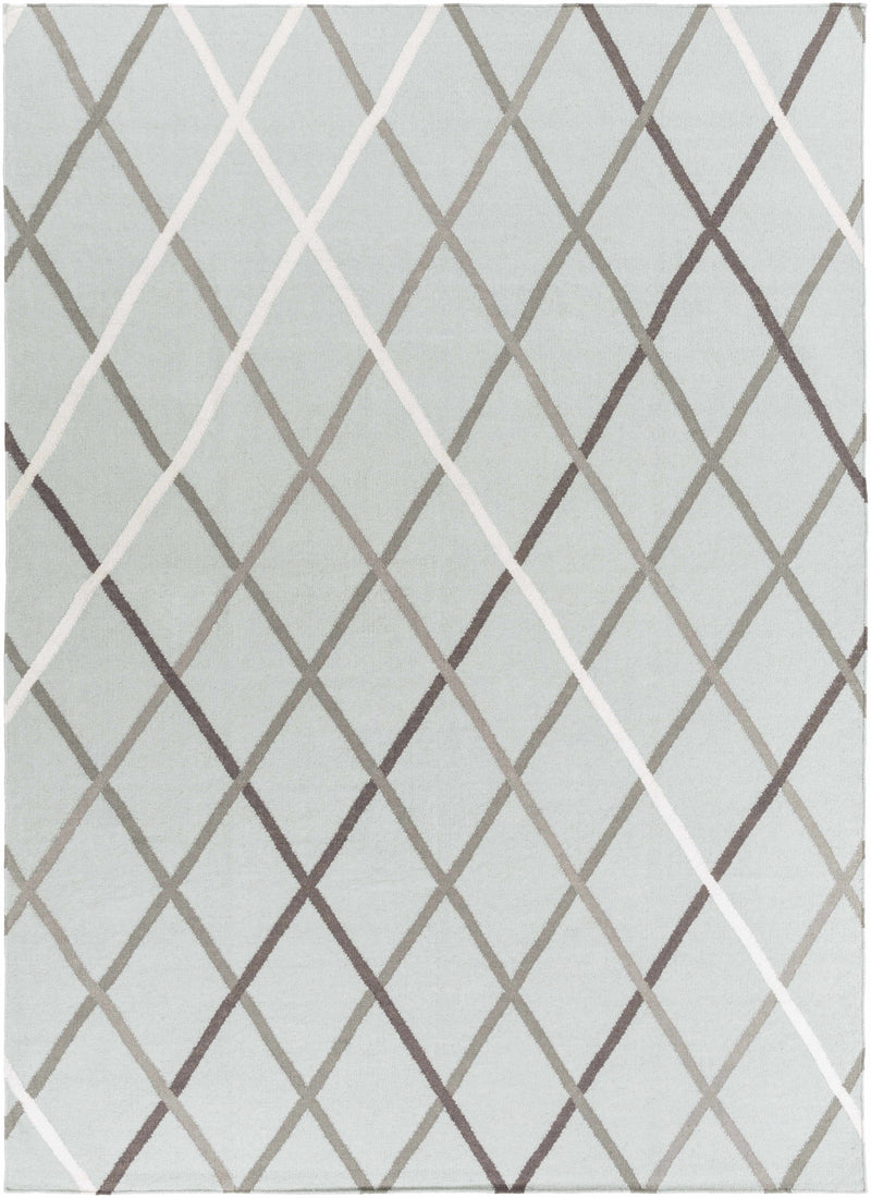 Seafoam Hand Woven 100% Wool Modern Rectangle Handmade rug, Indoor use only, no fringe, non-washable.