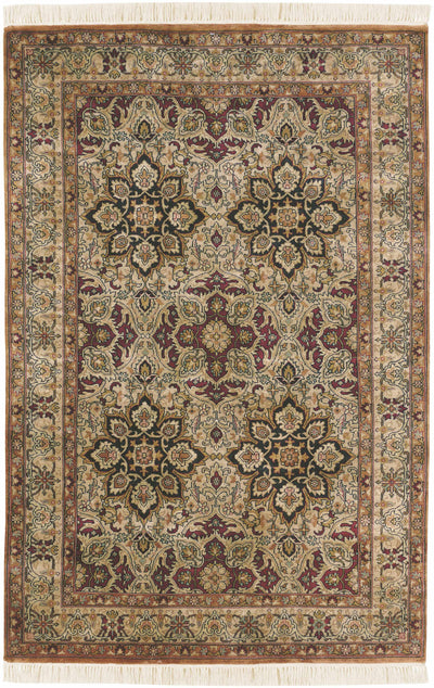Light Brown Hand Knotted 100% NZ Wool Traditional Round Handmade rug, Indoor use only, no fringe, non-washable.