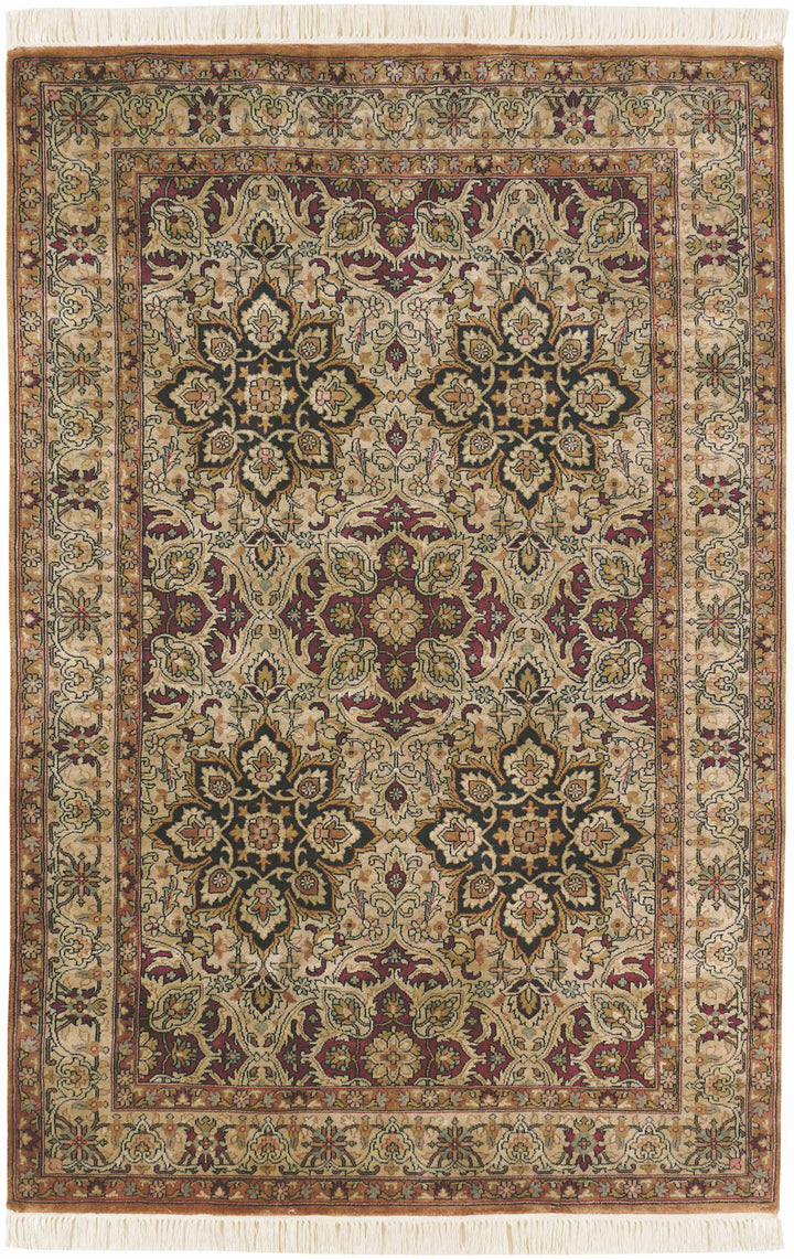 Light Brown Hand Knotted 100% NZ Wool Traditional Round Handmade rug, Indoor use only, no fringe, non-washable.