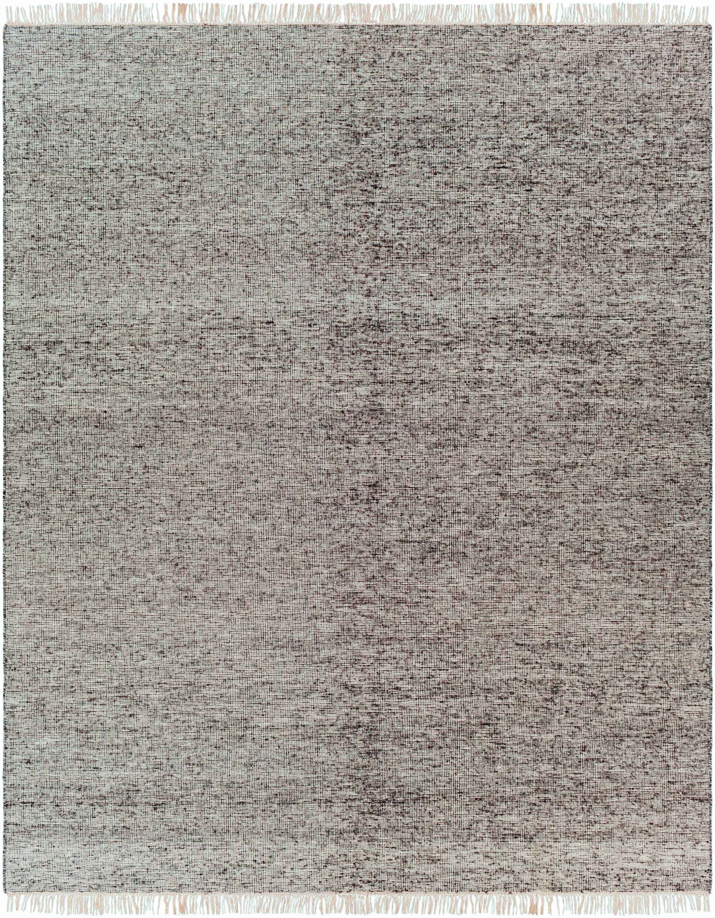 Black Hand Woven 60% Viscose, 40% Wool Modern Rectangle Handmade rug, Indoor use only, has fringe, non-washable.