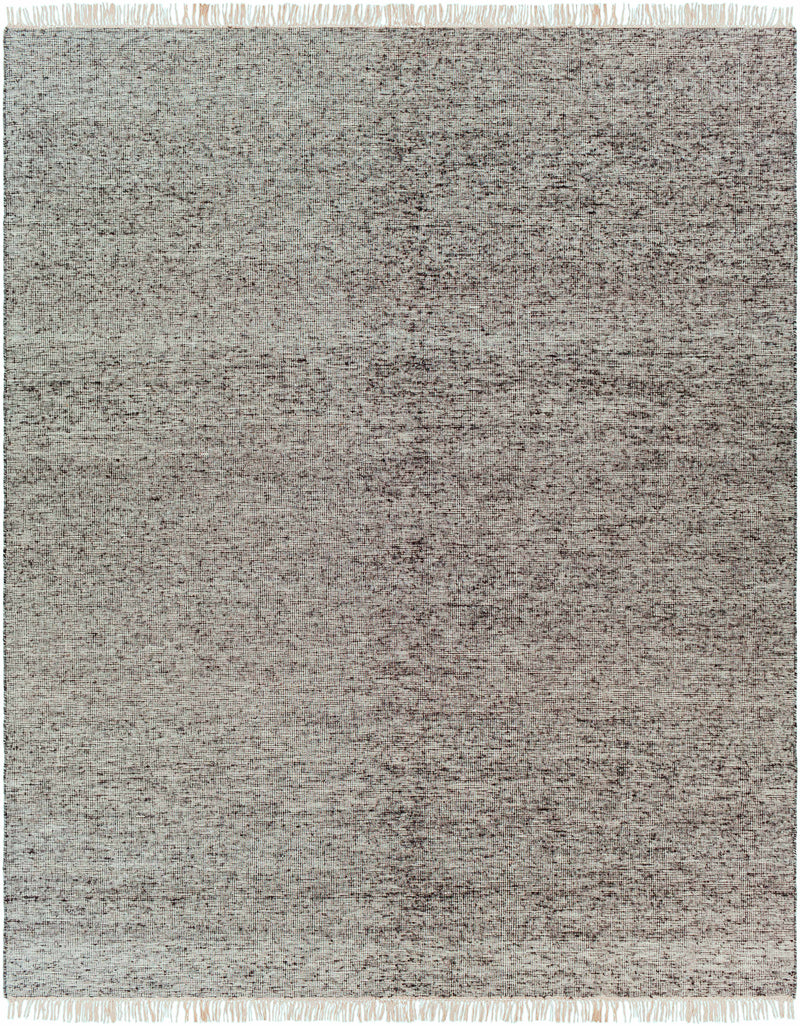 Black Hand Woven 60% Viscose, 40% Wool Modern Rectangle Handmade rug, Indoor use only, has fringe, non-washable.