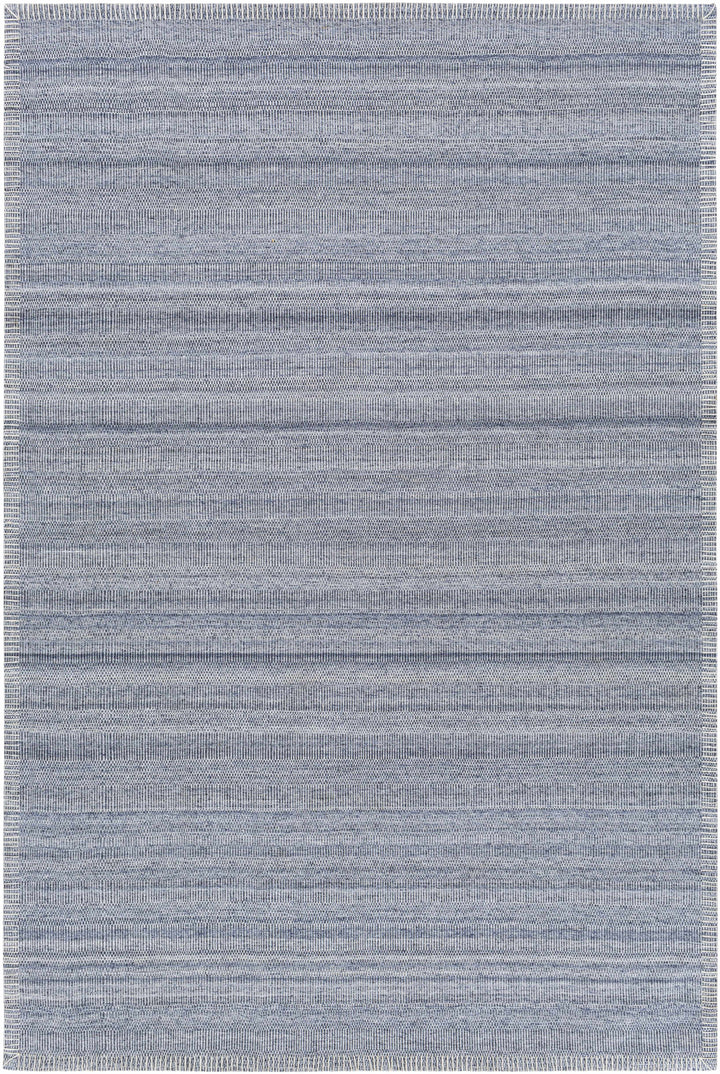 Denim Hand Woven 100% Viscose Global Rectangle Handmade rug, Indoor use only, no fringe, non-washable.