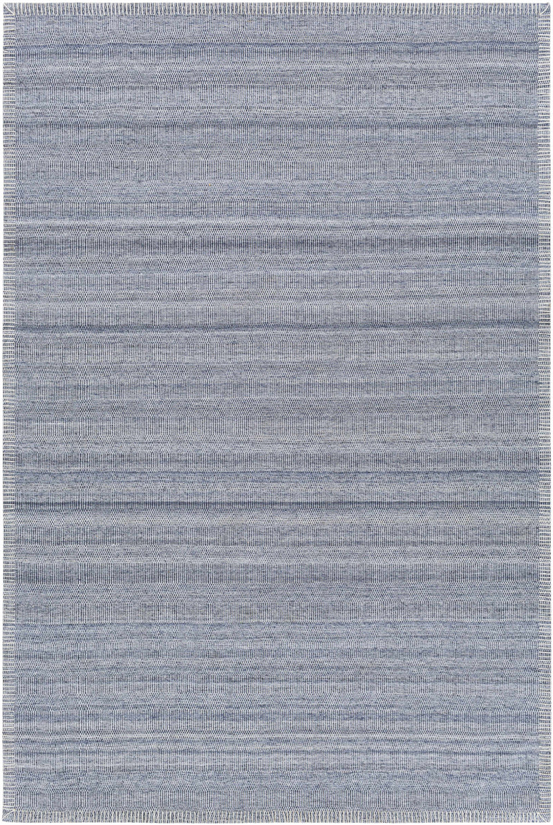 Denim Hand Woven 100% Viscose Global Rectangle Handmade rug, Indoor use only, no fringe, non-washable.