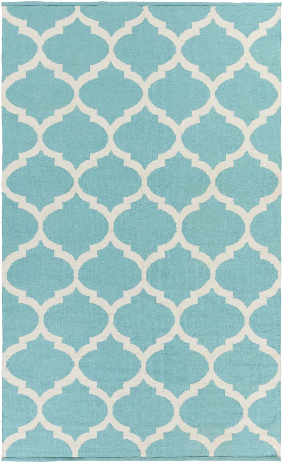 Aqua Hand Woven 100% Cotton Modern Rectangle Handmade rug, Indoor use only, no fringe, non-washable.