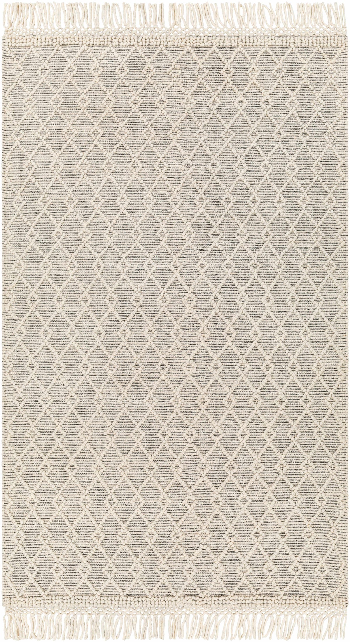 Ivory Hand Woven 60% Wool, 40% Polyester Cottage Rectangle Handmade rug, Indoor use only, has fringe, non-washable. round, runner also available