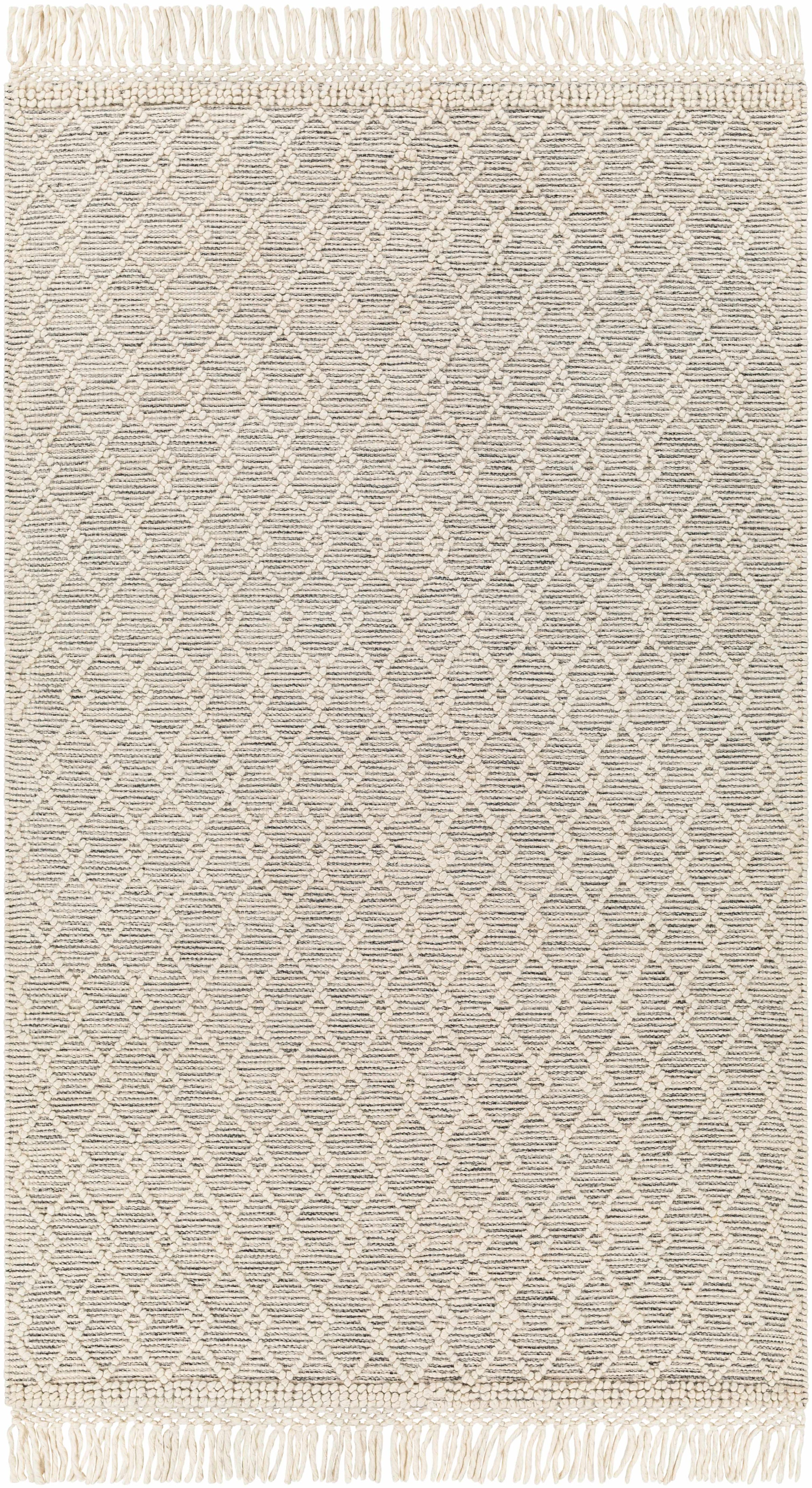 Ivory Hand Woven 60% Wool, 40% Polyester Cottage Rectangle Handmade rug, Indoor use only, has fringe, non-washable. round, runner also available