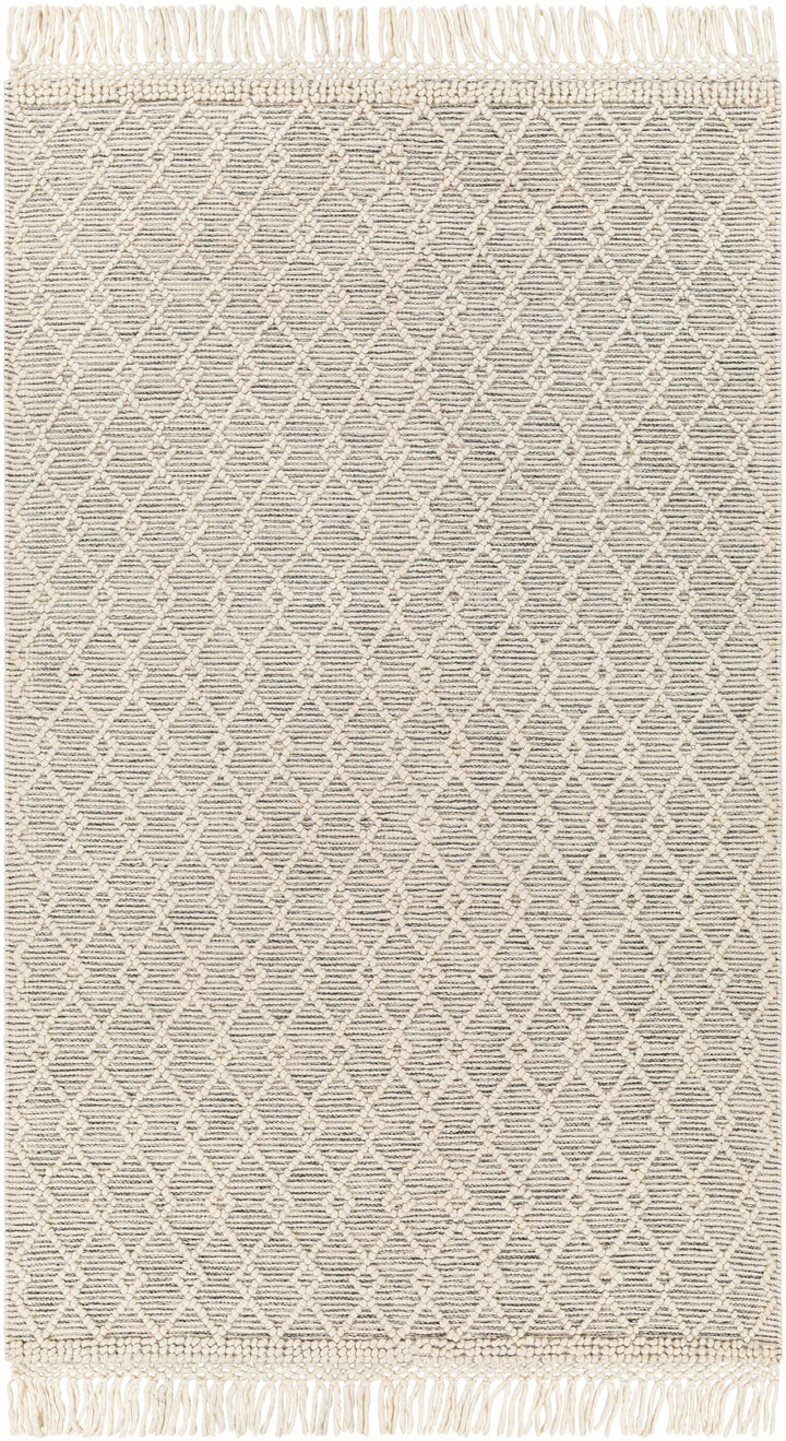 Ivory Hand Woven 60% Wool, 40% Polyester Cottage Rectangle Handmade rug, Indoor use only, has fringe, non-washable. round, runner also available