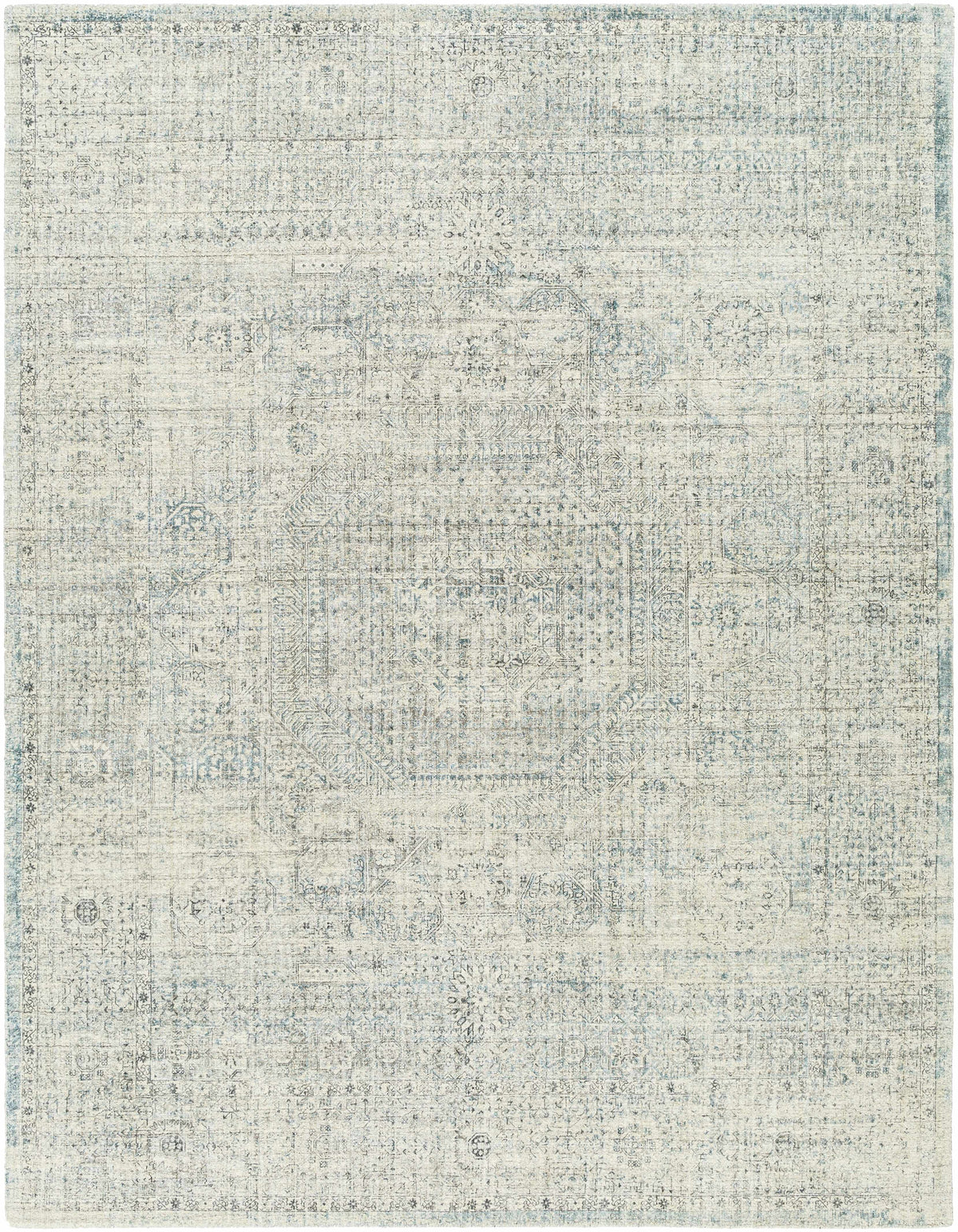 Medium Gray Hand Loomed 95% Viscose, 5% NZ Wool Traditional Rectangle Handmade rug, Indoor use only, no fringe, non-washable.