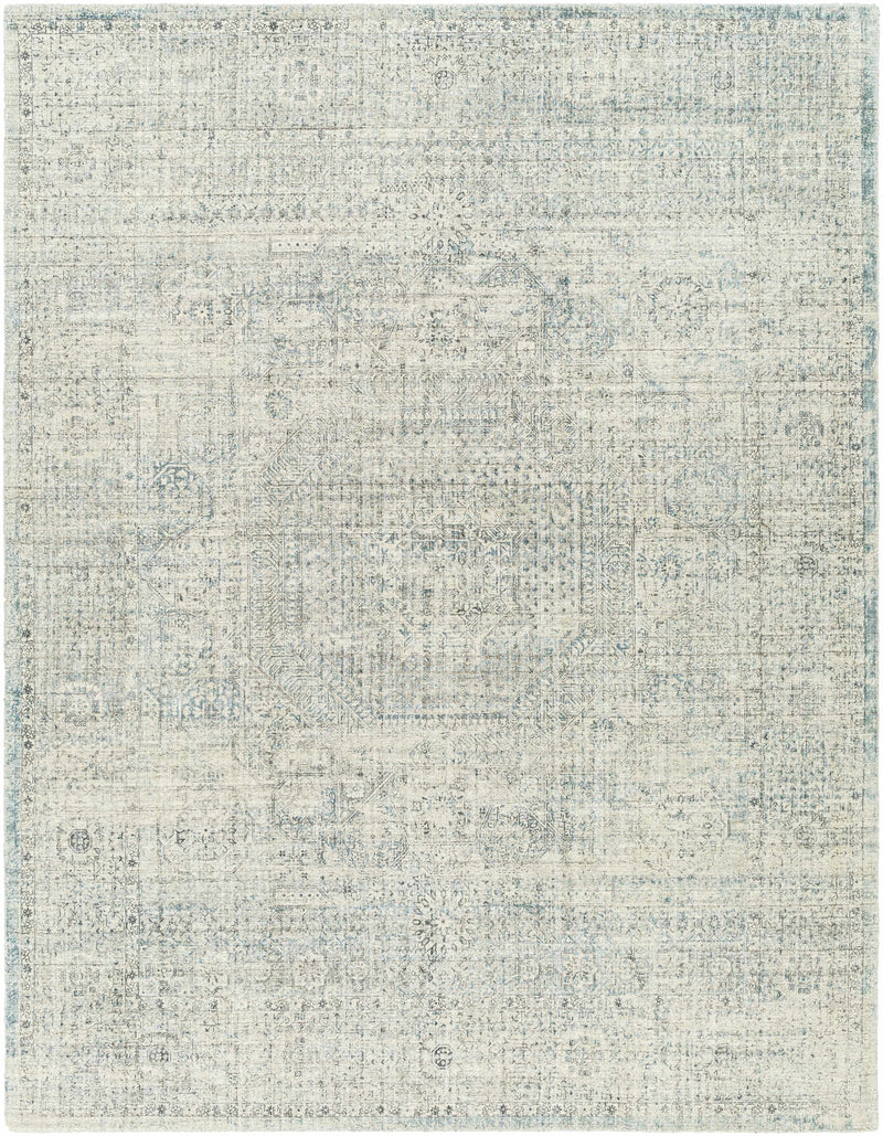 Medium Gray Hand Loomed 95% Viscose, 5% NZ Wool Traditional Rectangle Handmade rug, Indoor use only, no fringe, non-washable.