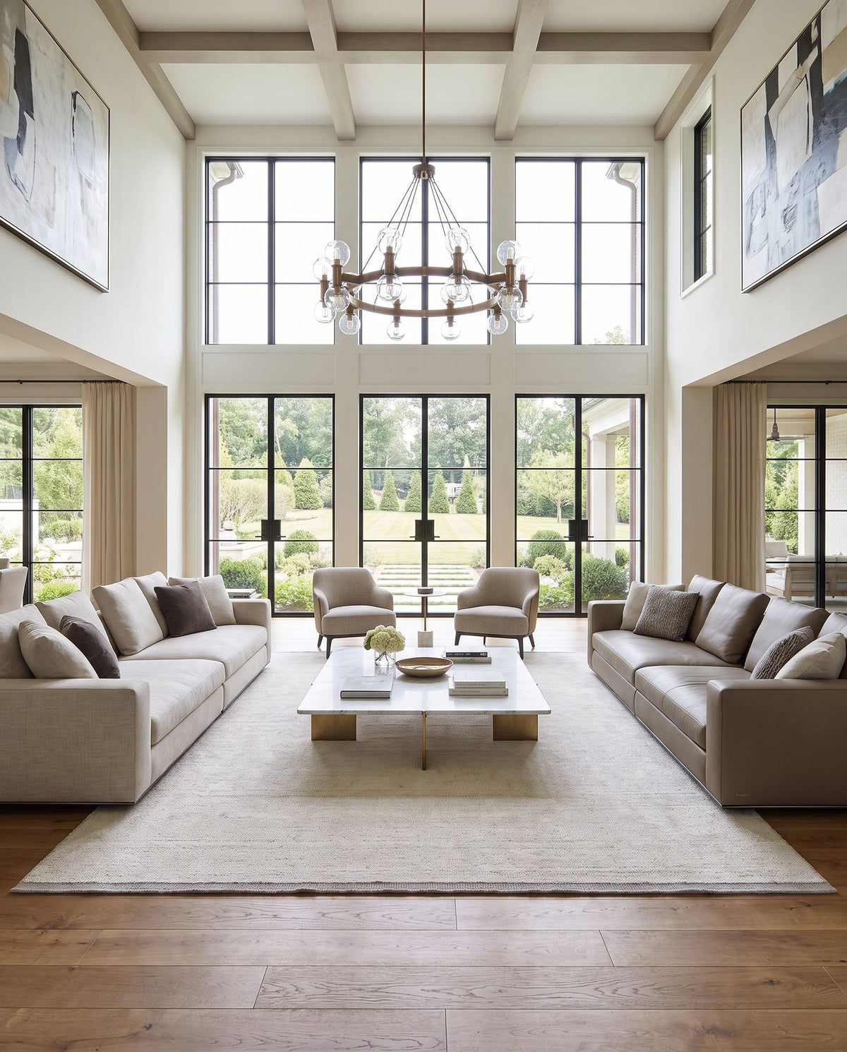 Dalia DLA-2303 Hand Loomed Rug as the centerpiece of a bright luxury living room — a hand loomed cottage area rug in off-white and medium gray tones