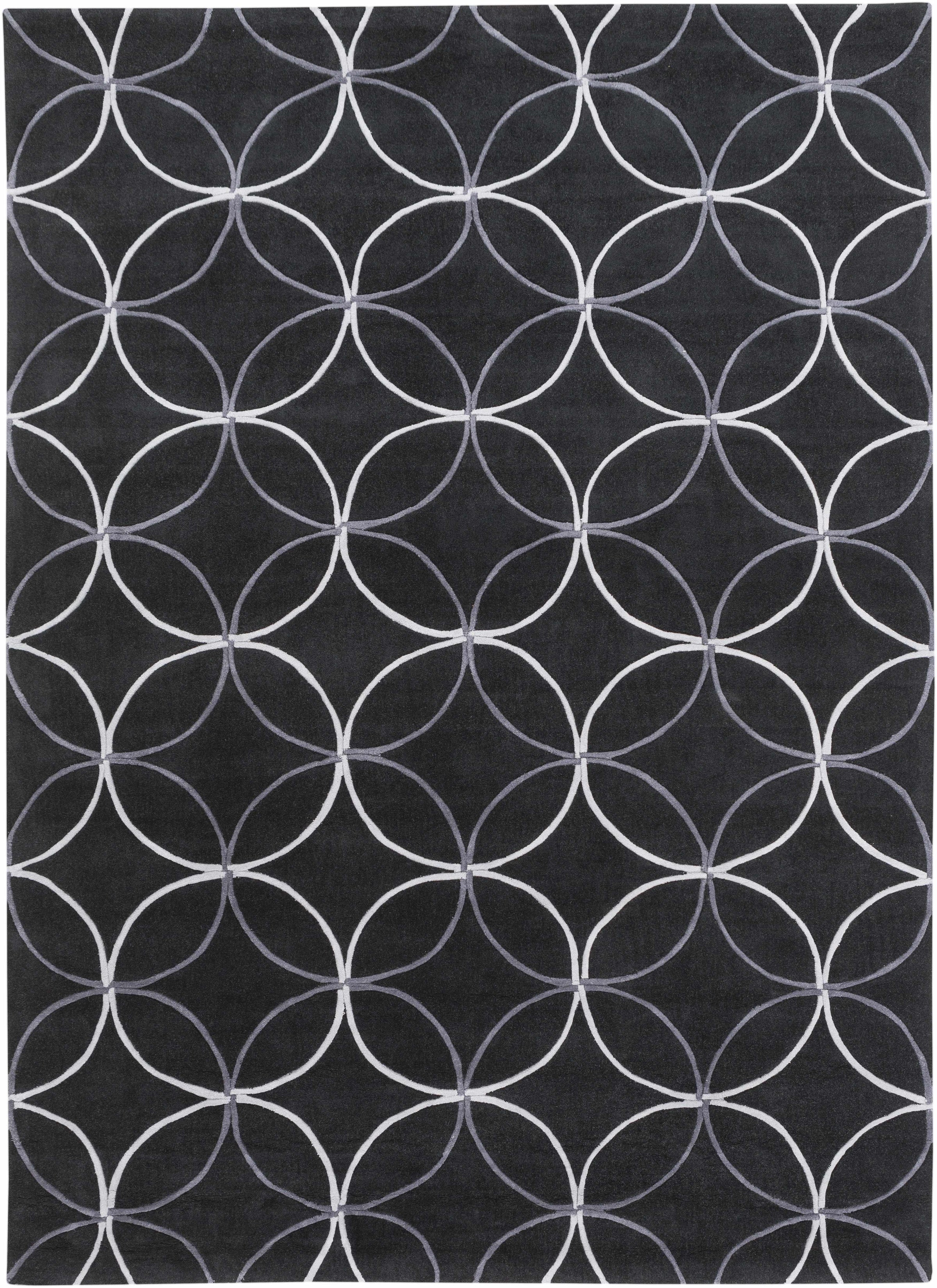 Black Hand Tufted 100% Polyester Modern Rectangle Handmade rug, Indoor use only, no fringe, non-washable.