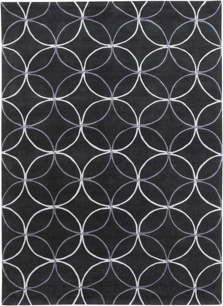 Black Hand Tufted 100% Polyester Modern Rectangle Handmade rug, Indoor use only, no fringe, non-washable.