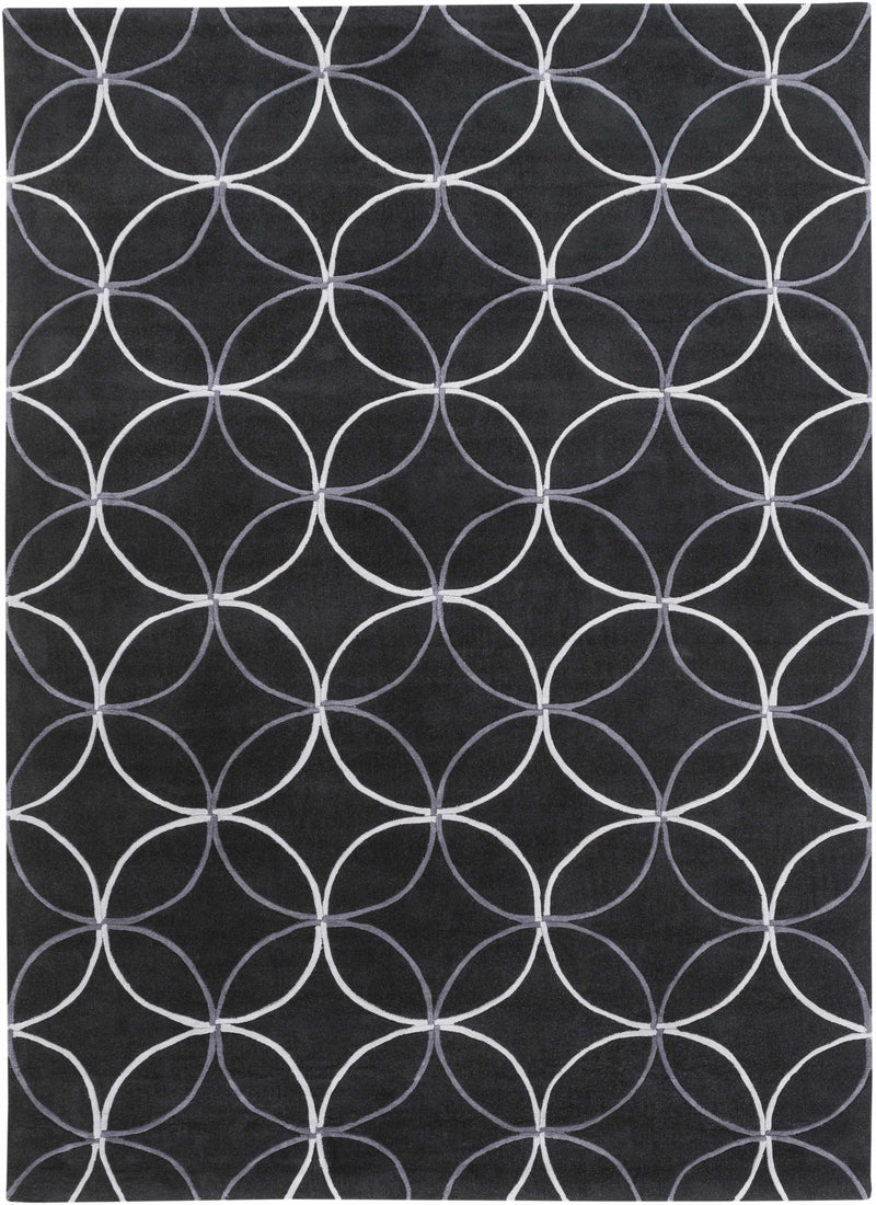 Black Hand Tufted 100% Polyester Modern Rectangle Handmade rug, Indoor use only, no fringe, non-washable.