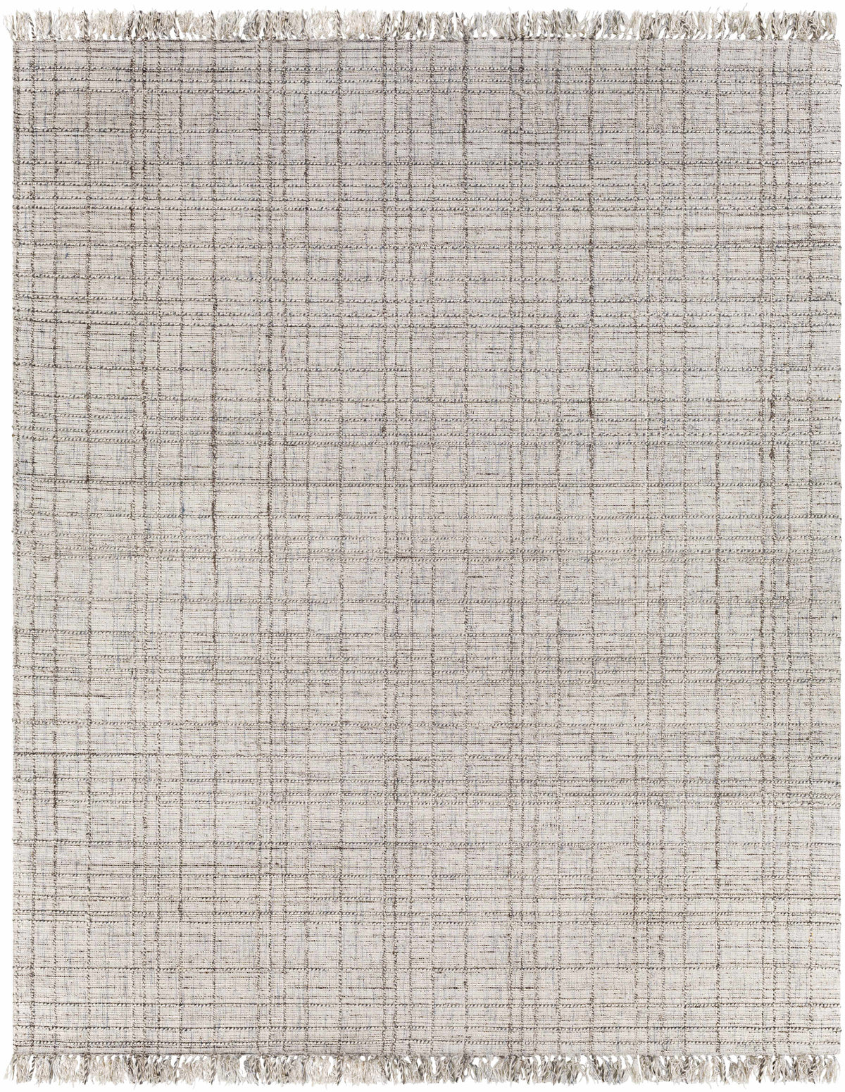 Pale Blue Hand Loomed 65% Viscose, 25% Wool, 10% Polyester Modern Rectangle Handmade rug, Indoor use only, has fringe, non-washable.