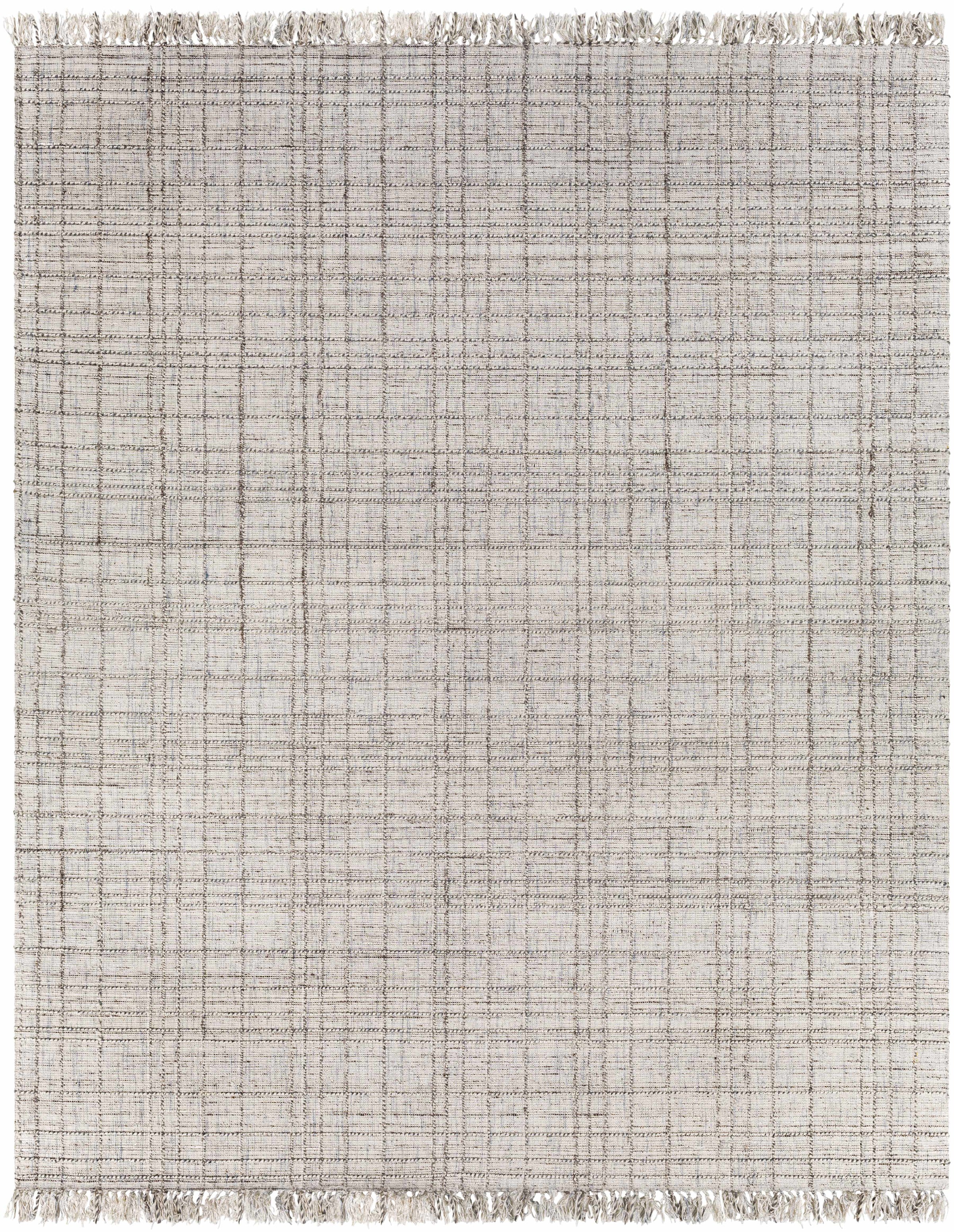 Pale Blue Hand Loomed 65% Viscose, 25% Wool, 10% Polyester Modern Rectangle Handmade rug, Indoor use only, has fringe, non-washable.