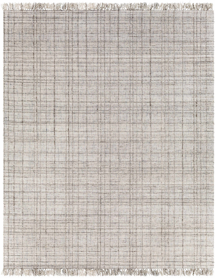 Pale Blue Hand Loomed 65% Viscose, 25% Wool, 10% Polyester Modern Rectangle Handmade rug, Indoor use only, has fringe, non-washable.