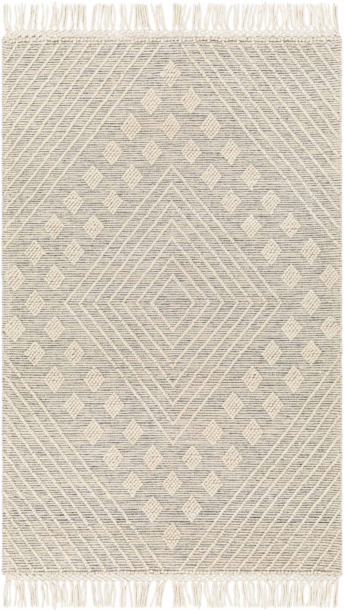 Ivory Hand Woven 60% Wool, 40% Polyester Cottage Rectangle Handmade rug, Indoor use only, has fringe, non-washable. round, runner also available