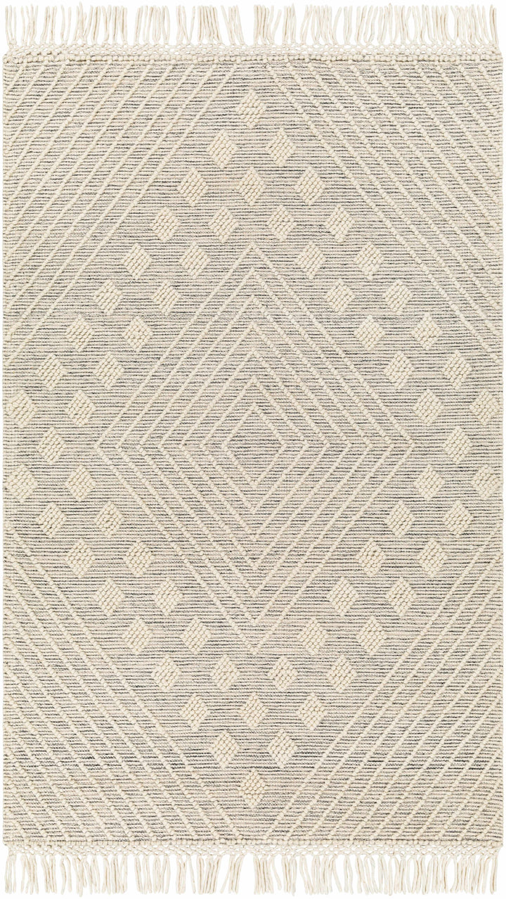 Ivory Hand Woven 60% Wool, 40% Polyester Cottage Rectangle Handmade rug, Indoor use only, has fringe, non-washable. round, runner also available