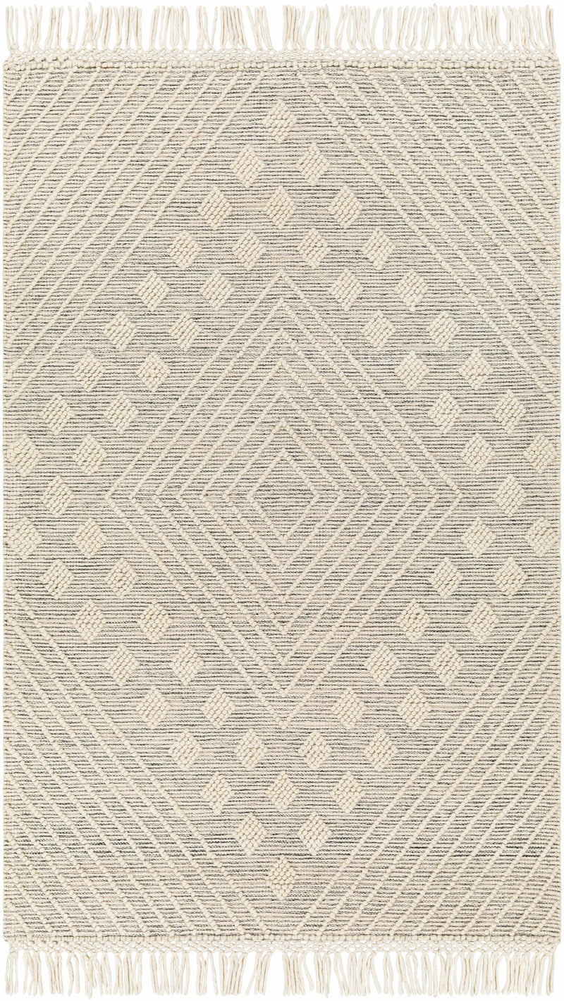 Ivory Hand Woven 60% Wool, 40% Polyester Cottage Rectangle Handmade rug, Indoor use only, has fringe, non-washable. round, runner also available