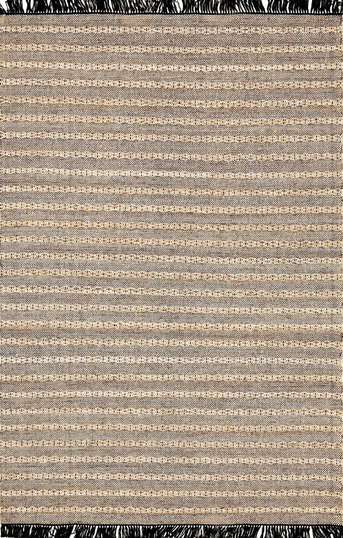 Taupe Hand Woven 100% Recycled PET Yarn Modern Rectangle Handmade rug, Indoor use only, has fringe, non-washable. runner also available