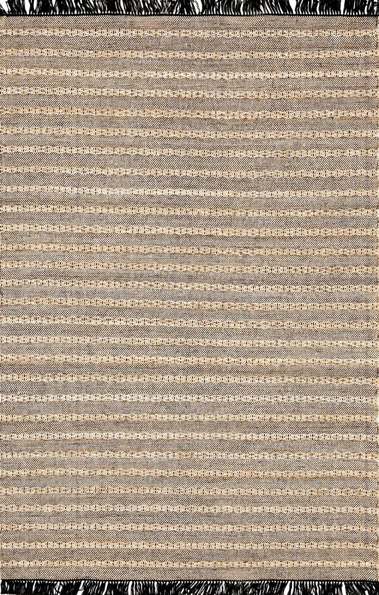 Taupe Hand Woven 100% Recycled PET Yarn Modern Rectangle Handmade rug, Indoor use only, has fringe, non-washable. runner also available