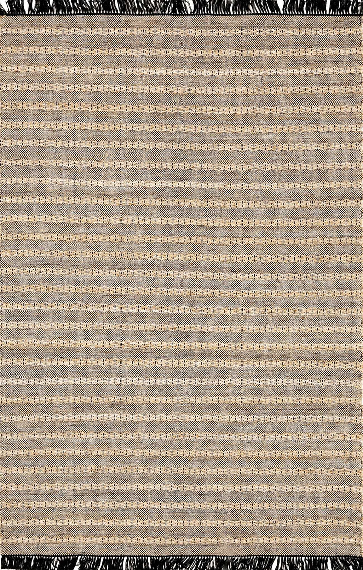 Taupe Hand Woven 100% Recycled PET Yarn Modern Rectangle Handmade rug, Indoor use only, has fringe, non-washable. runner also available