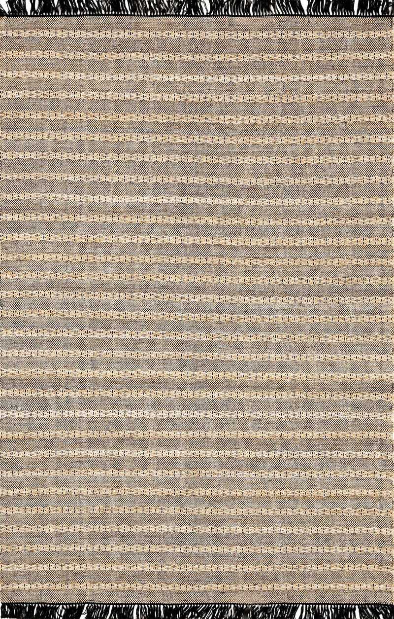 Taupe Hand Woven 100% Recycled PET Yarn Modern Rectangle Handmade rug, Indoor use only, has fringe, non-washable. runner also available