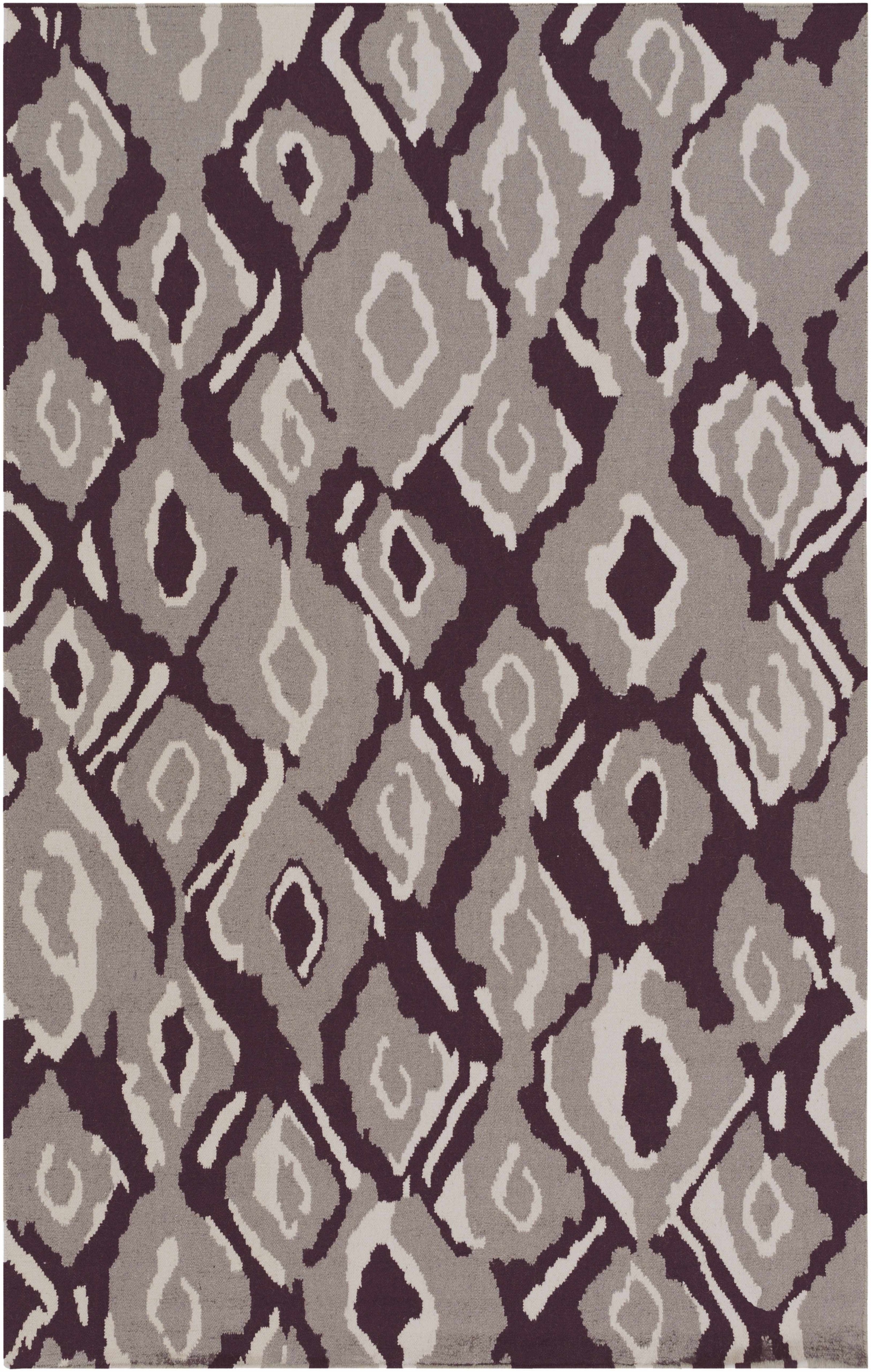 Lavender Hand Woven 100% Wool Modern Rectangle Handmade rug, Indoor use only, no fringe, non-washable.