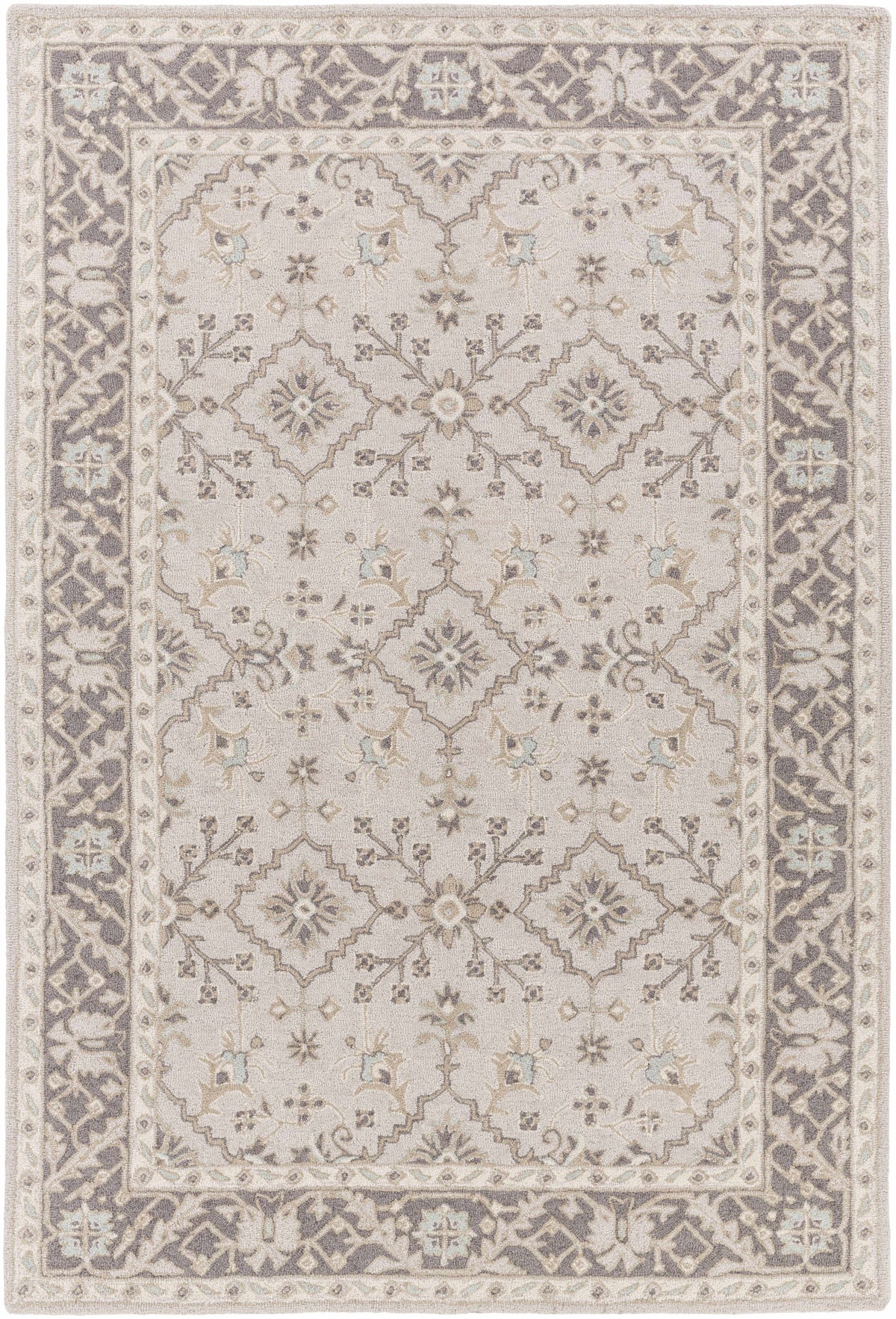 Gray Hand Tufted 100% Wool Traditional Rectangle Handmade rug, Indoor use only, no fringe, non-washable. runner also available