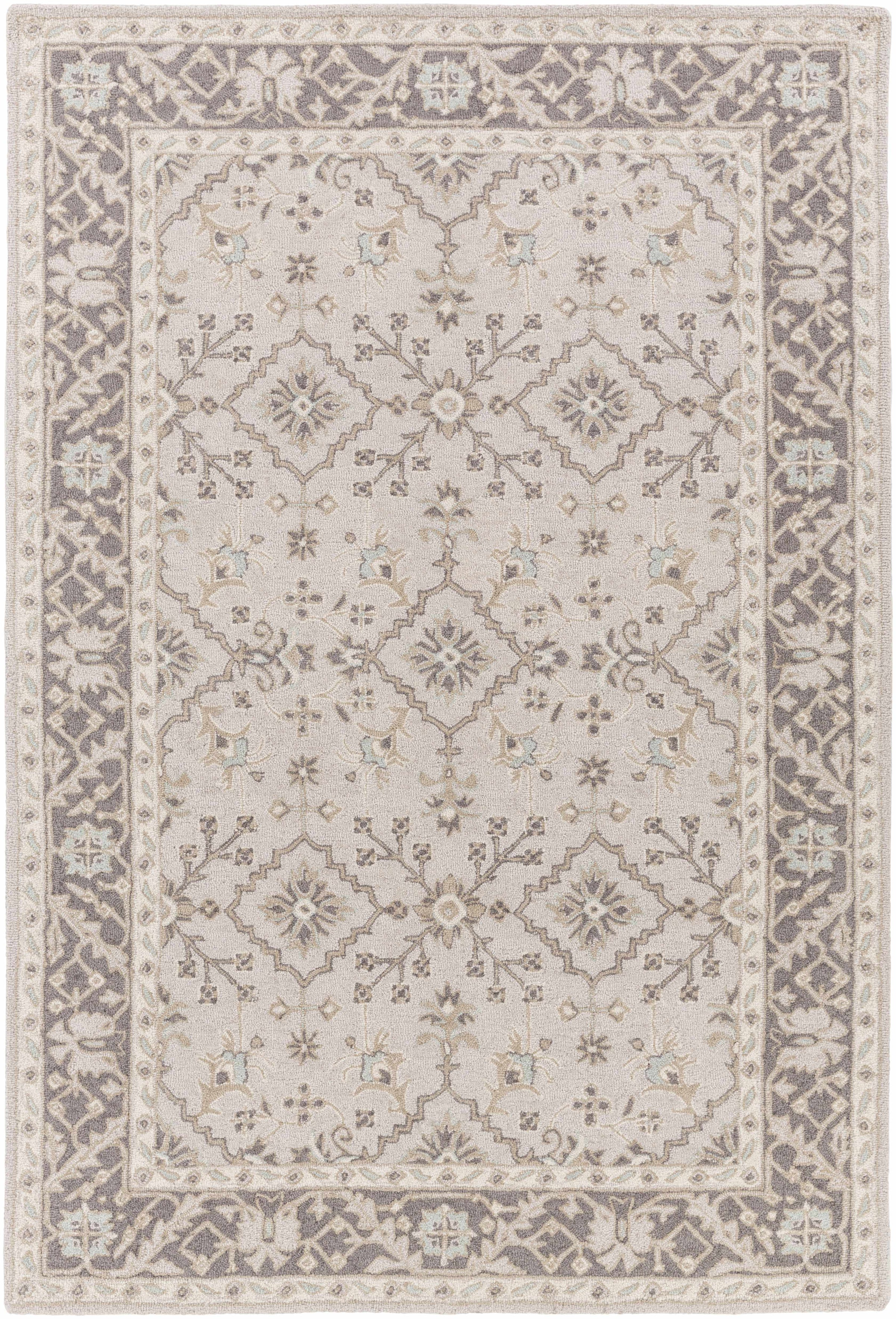 Gray Hand Tufted 100% Wool Traditional Rectangle Handmade rug, Indoor use only, no fringe, non-washable. runner also available