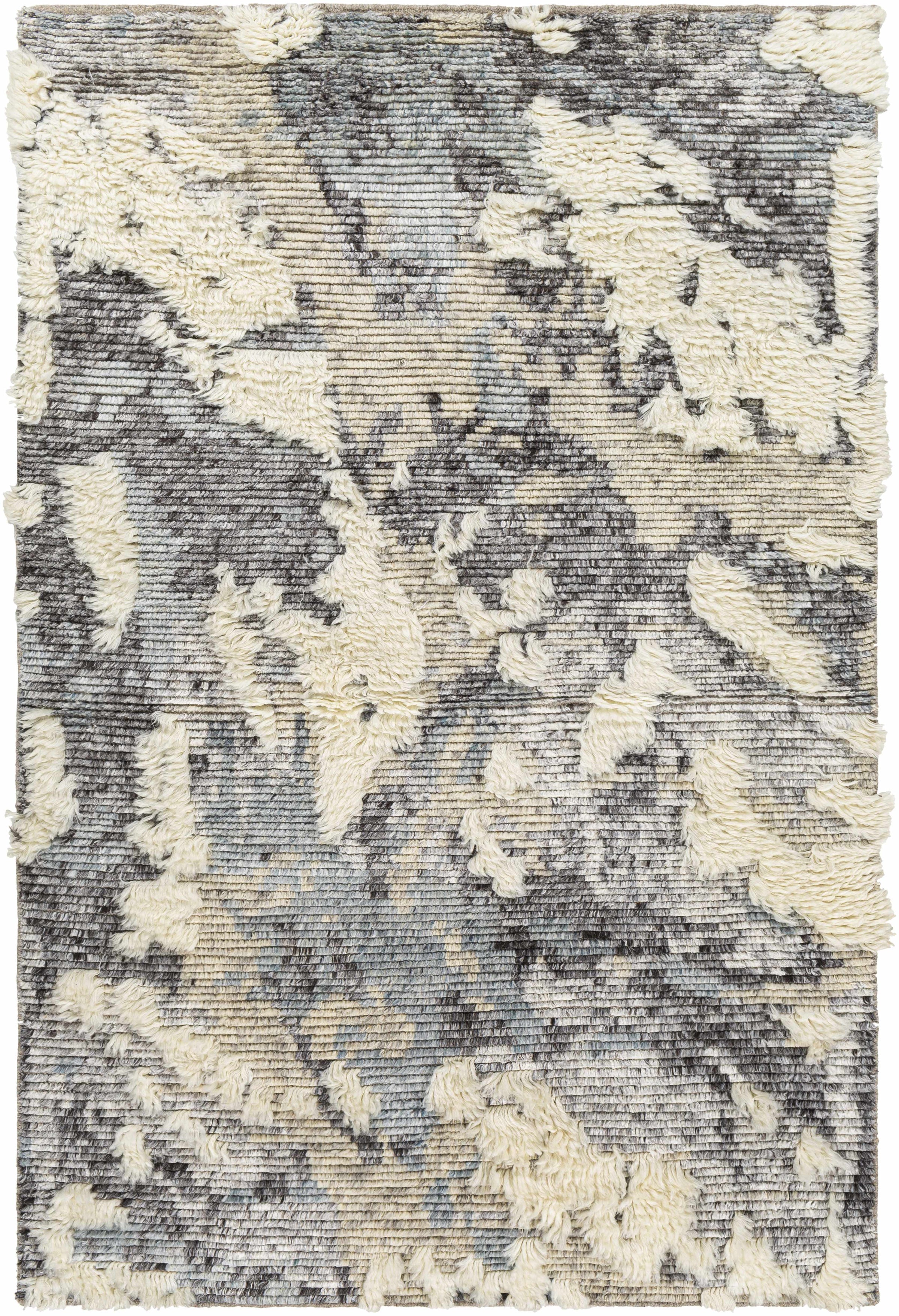 Cream Hand Knotted 80% Wool, 20% Viscose Modern Rectangle Handmade rug, Indoor use only, no fringe, non-washable.
