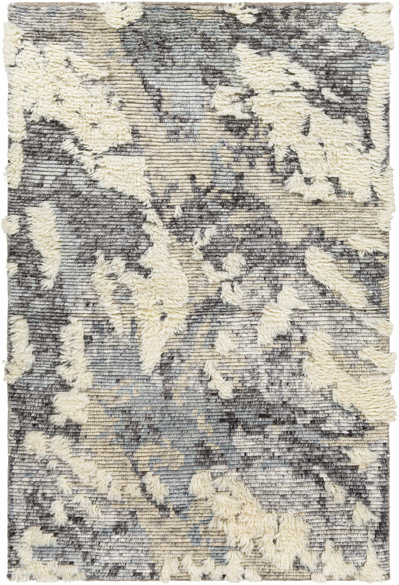 Cream Hand Knotted 80% Wool, 20% Viscose Modern Rectangle Handmade rug, Indoor use only, no fringe, non-washable.