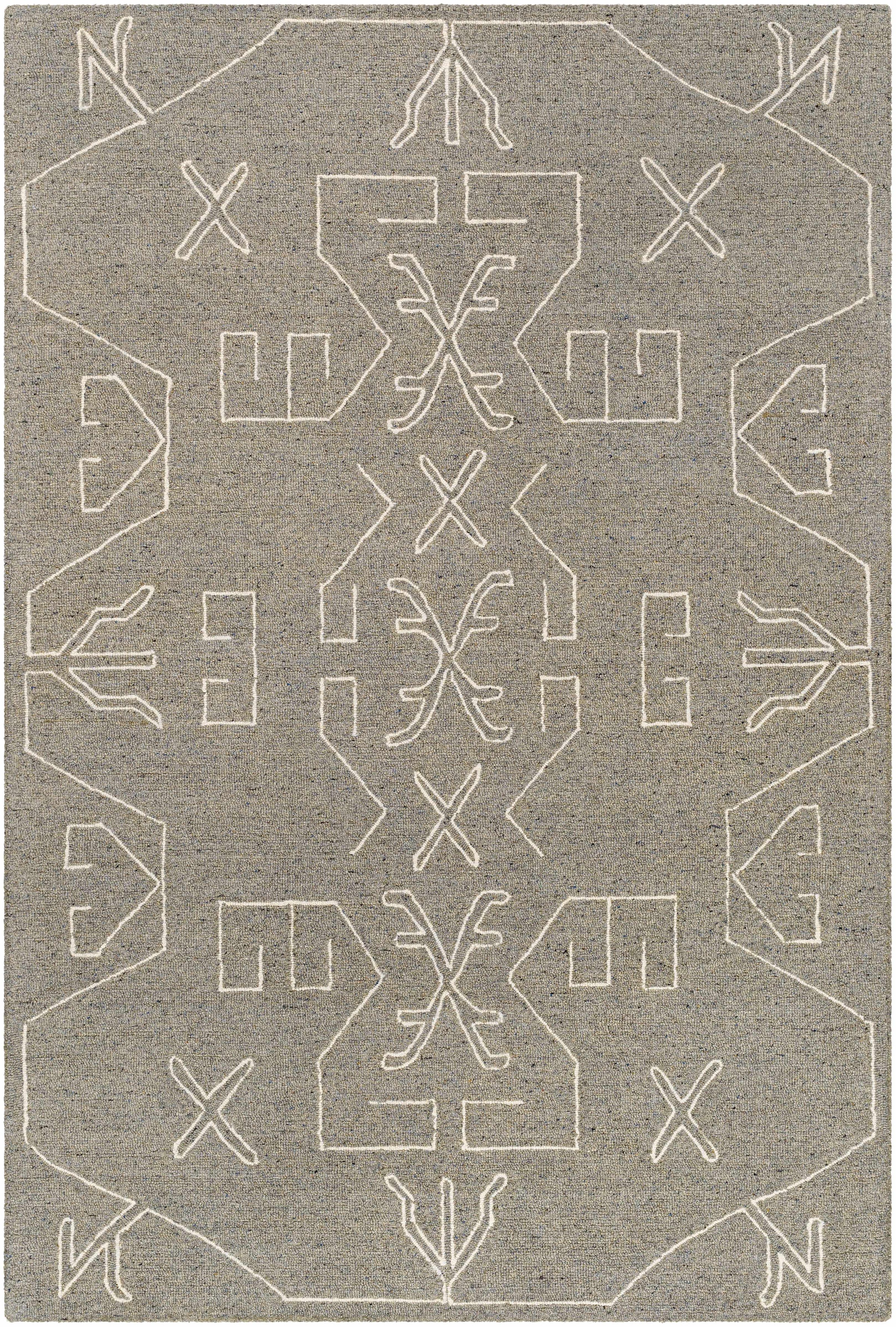 Seafoam Hand Tufted 100% Wool Global Rectangle Handmade rug, Indoor use only, no fringe, non-washable.