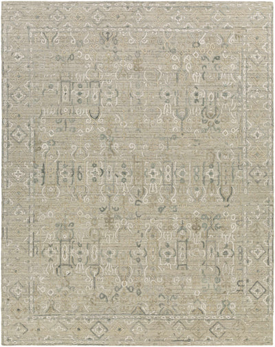 Light Gray Hand Loomed 70% Viscose, 30% Wool Traditional Rectangle Handmade rug, Indoor use only, no fringe, non-washable.