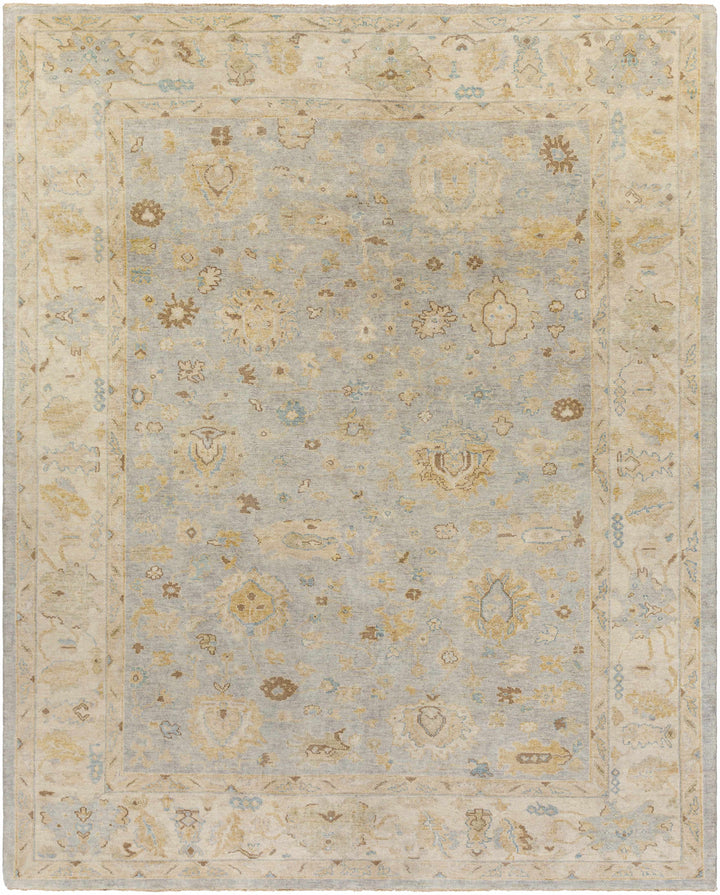 Oatmeal Hand Knotted 100% Wool Traditional Rectangle Handmade rug, Indoor use only, has fringe, non-washable.