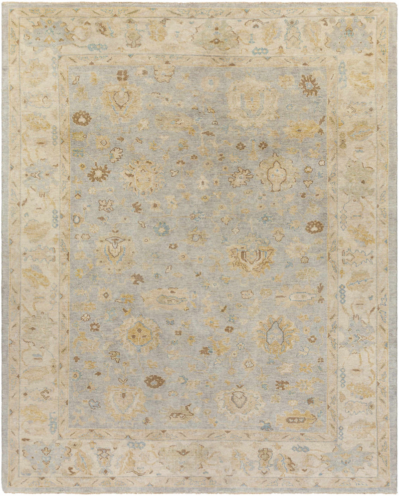 Oatmeal Hand Knotted 100% Wool Traditional Rectangle Handmade rug, Indoor use only, has fringe, non-washable.