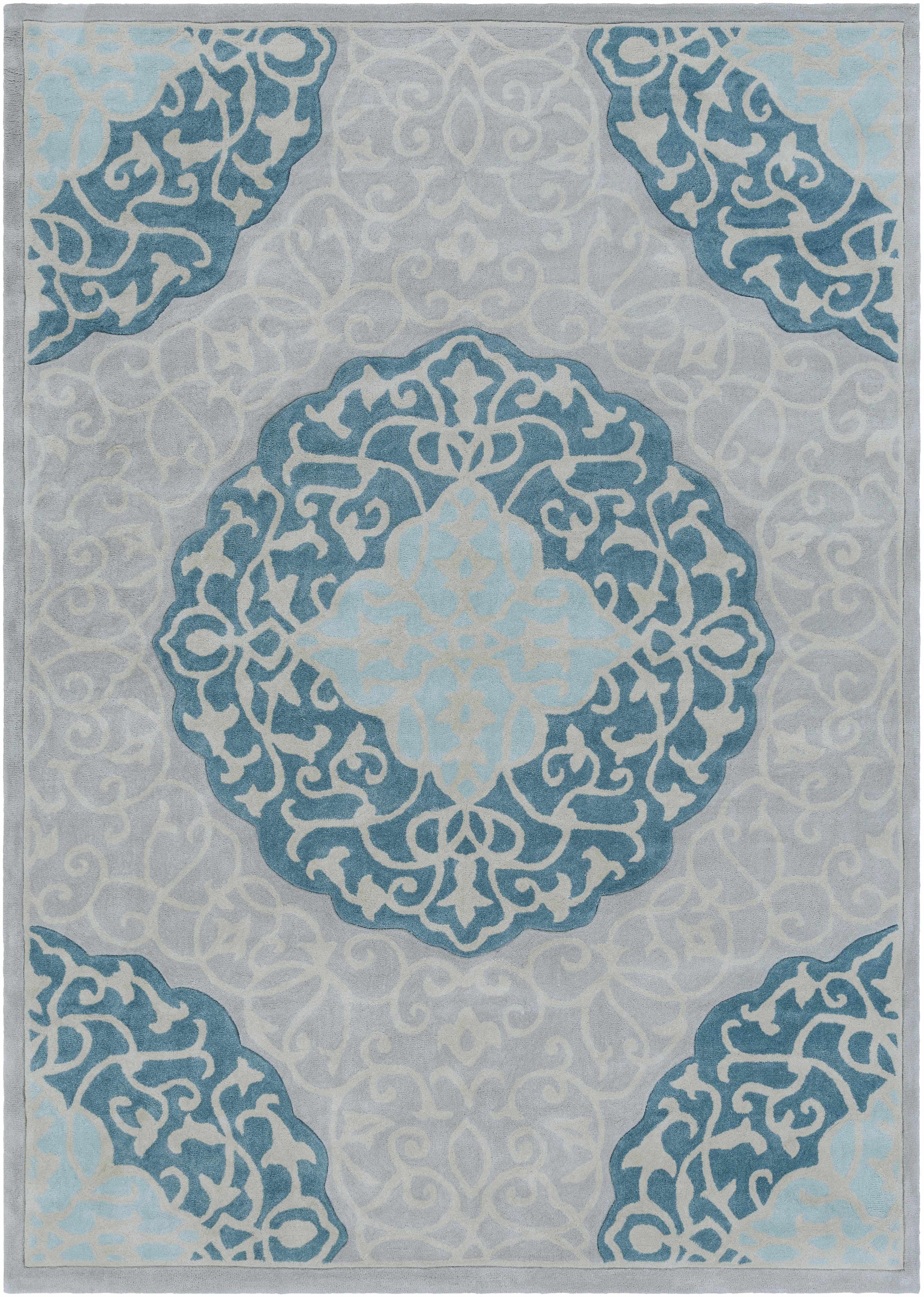 Medium Green Hand Tufted 100% Polyester Modern Rectangle Handmade rug, Indoor use only, no fringe, non-washable.