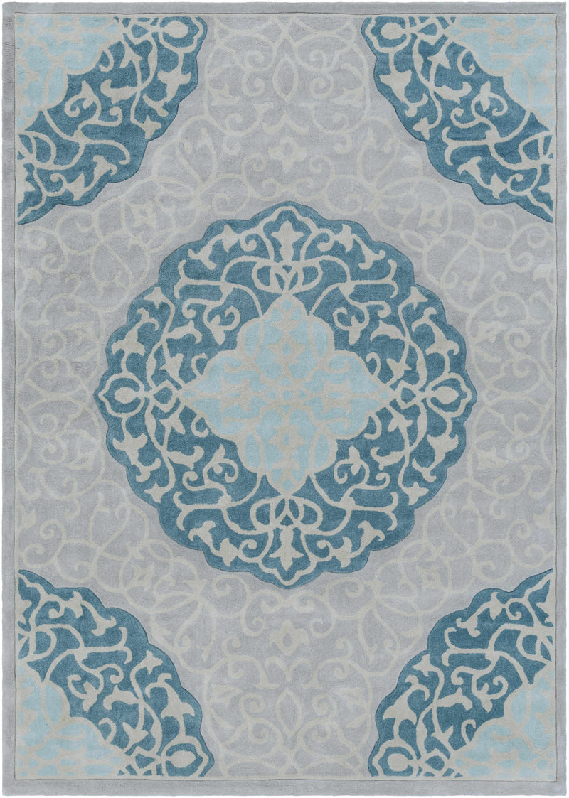 Medium Green Hand Tufted 100% Polyester Modern Rectangle Handmade rug, Indoor use only, no fringe, non-washable.