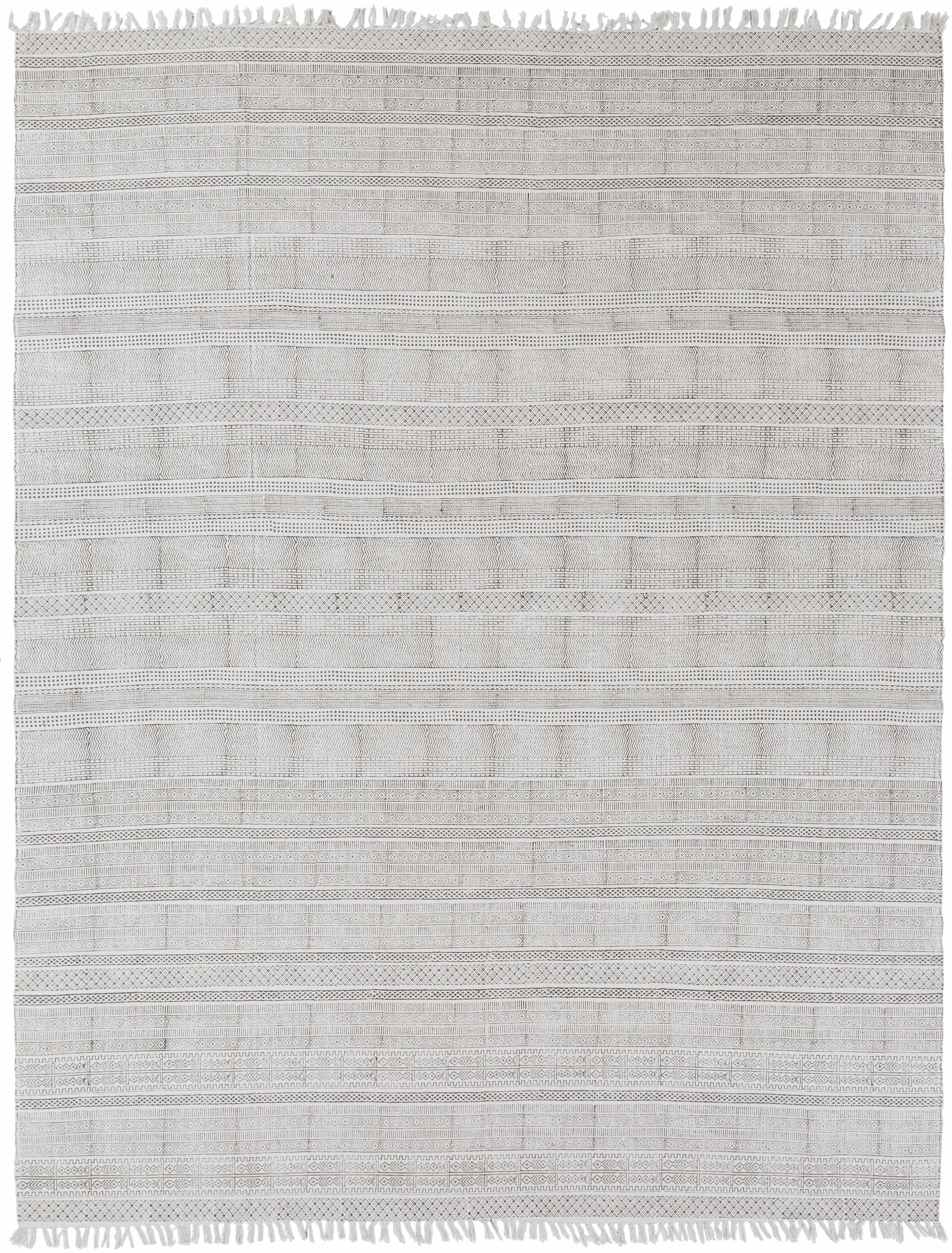 Charcoal Hand Woven 100% Cotton Cottage Rectangle Handmade rug, Indoor use only, has fringe, non-washable. runner also available