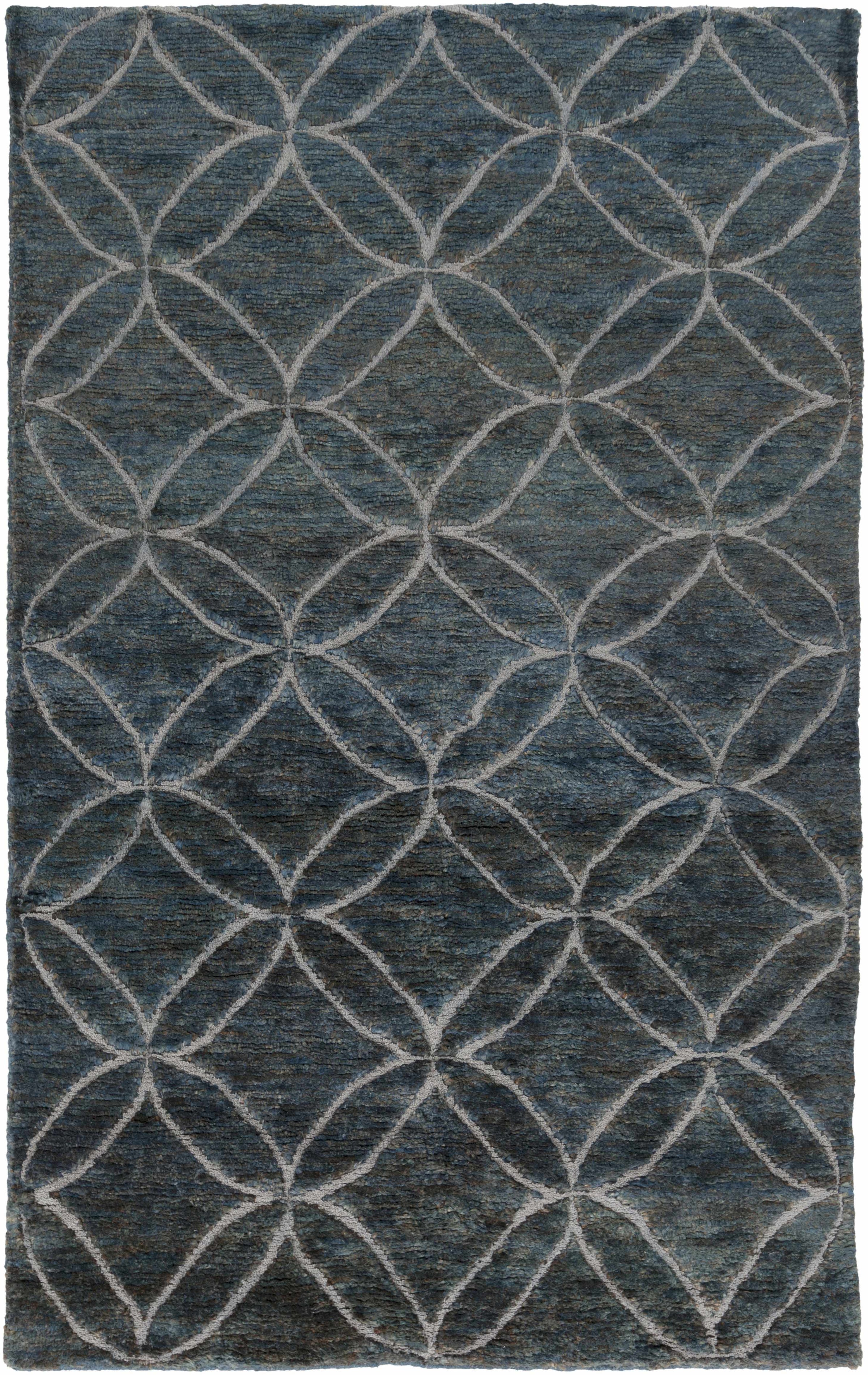 Sage Hand Knotted 60% Wool, 40% Jute Modern Rectangle Handmade rug, Indoor use only, no fringe, non-washable.