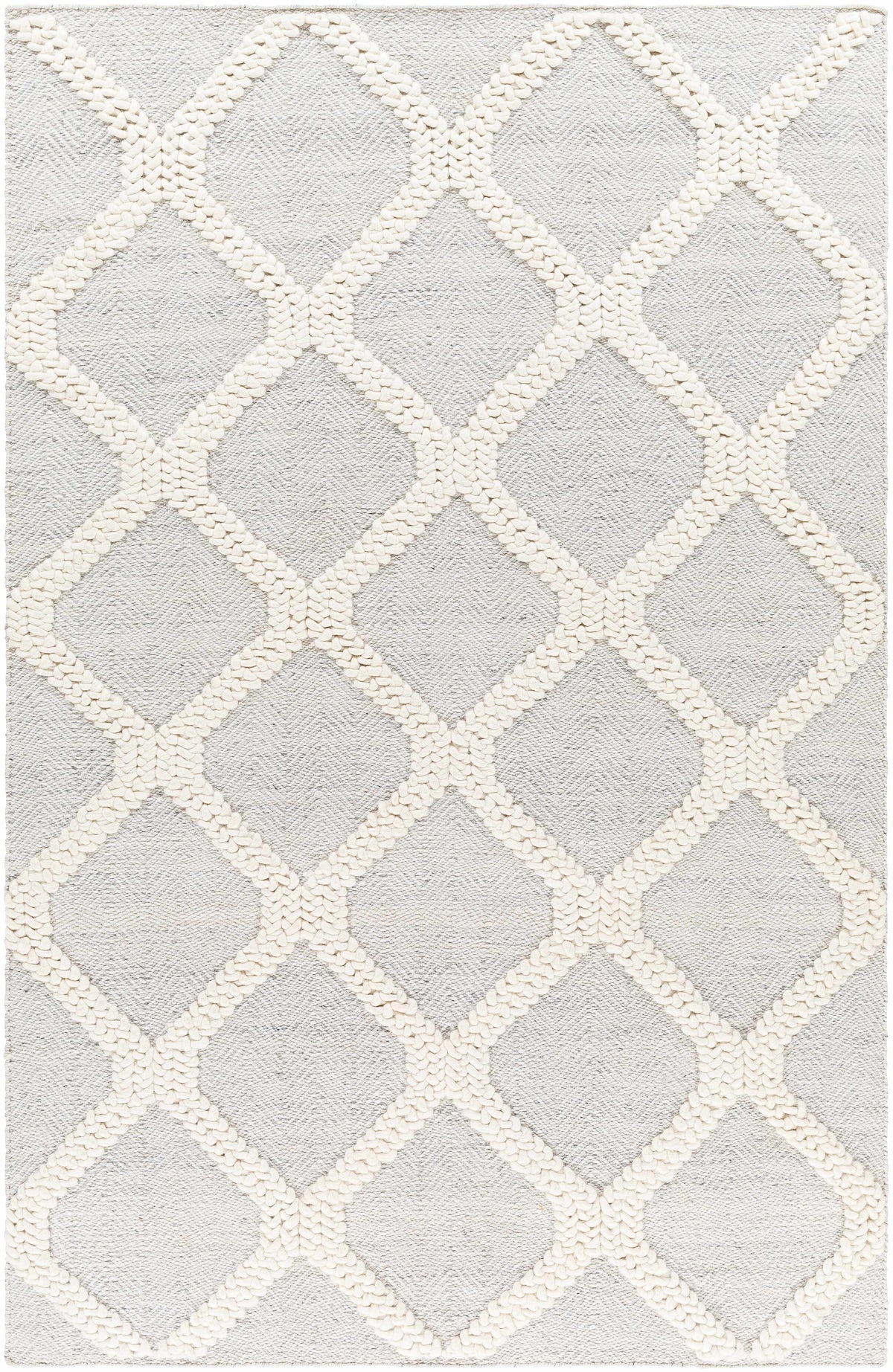 Silver Gray Hand Woven 70% Recycled PET Yarn, 30% Wool Modern Rectangle Handmade rug, Indoor use only, no fringe, non-washable. runner also available