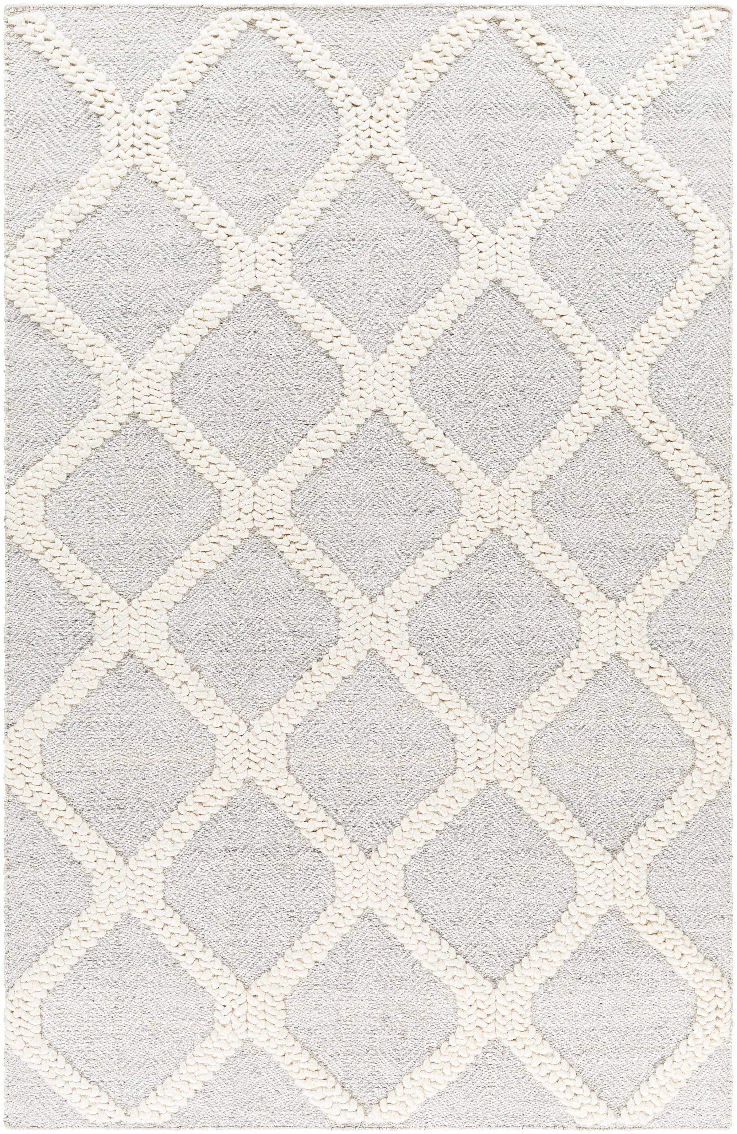 Silver Gray Hand Woven 70% Recycled PET Yarn, 30% Wool Modern Rectangle Handmade rug, Indoor use only, no fringe, non-washable. runner also available