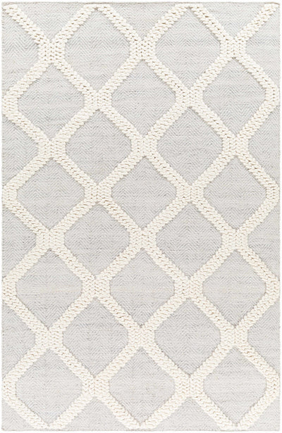 Silver Gray Hand Woven 70% Recycled PET Yarn, 30% Wool Modern Rectangle Handmade rug, Indoor use only, no fringe, non-washable. runner also available