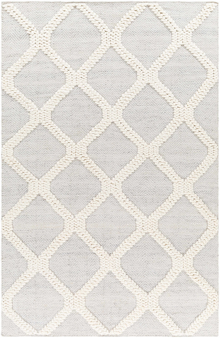 Silver Gray Hand Woven 70% Recycled PET Yarn, 30% Wool Modern Rectangle Handmade rug, Indoor use only, no fringe, non-washable. runner also available
