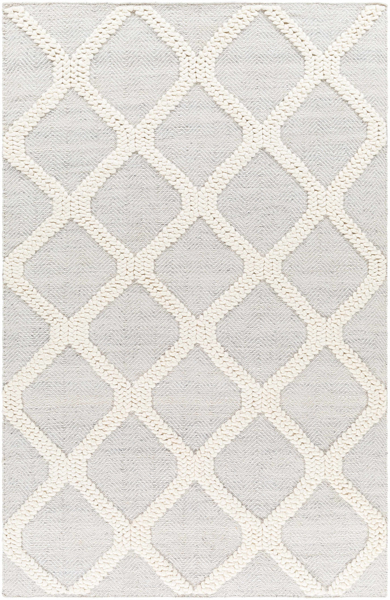 Silver Gray Hand Woven 70% Recycled PET Yarn, 30% Wool Modern Rectangle Handmade rug, Indoor use only, no fringe, non-washable. runner also available