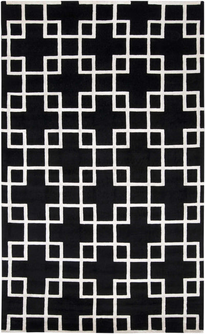 Black Hand Knotted 70% Wool, 30% Viscose Modern Rectangle Handmade rug, Indoor use only, no fringe, non-washable.
