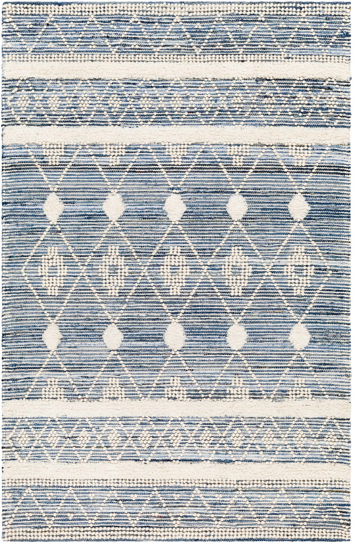 Ivory Hand Woven 70% Cotton, 30% Wool Global Rectangle Handmade rug, Indoor use only, no fringe, non-washable. runner also available