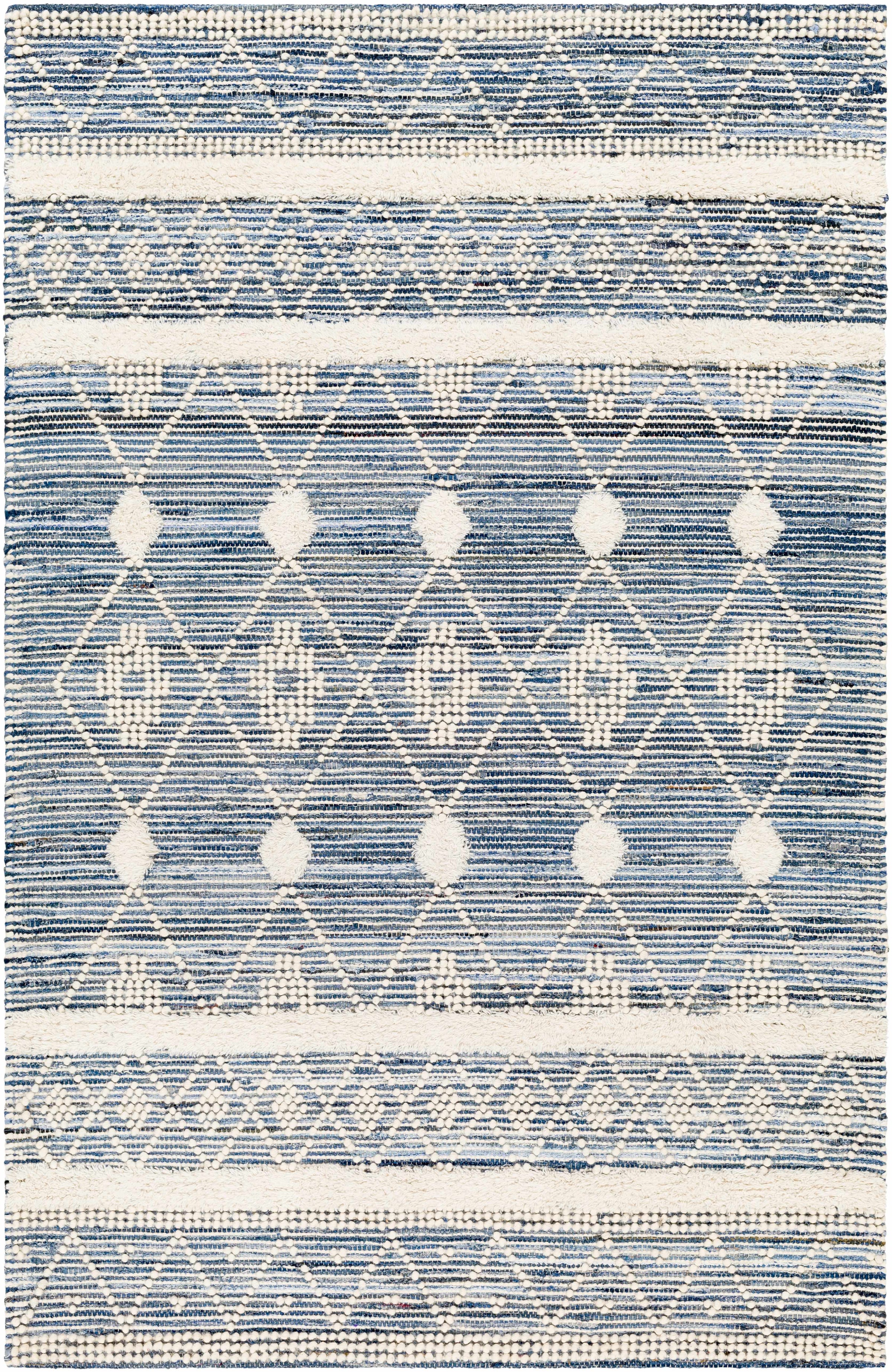 Ivory Hand Woven 70% Cotton, 30% Wool Global Rectangle Handmade rug, Indoor use only, no fringe, non-washable. runner also available