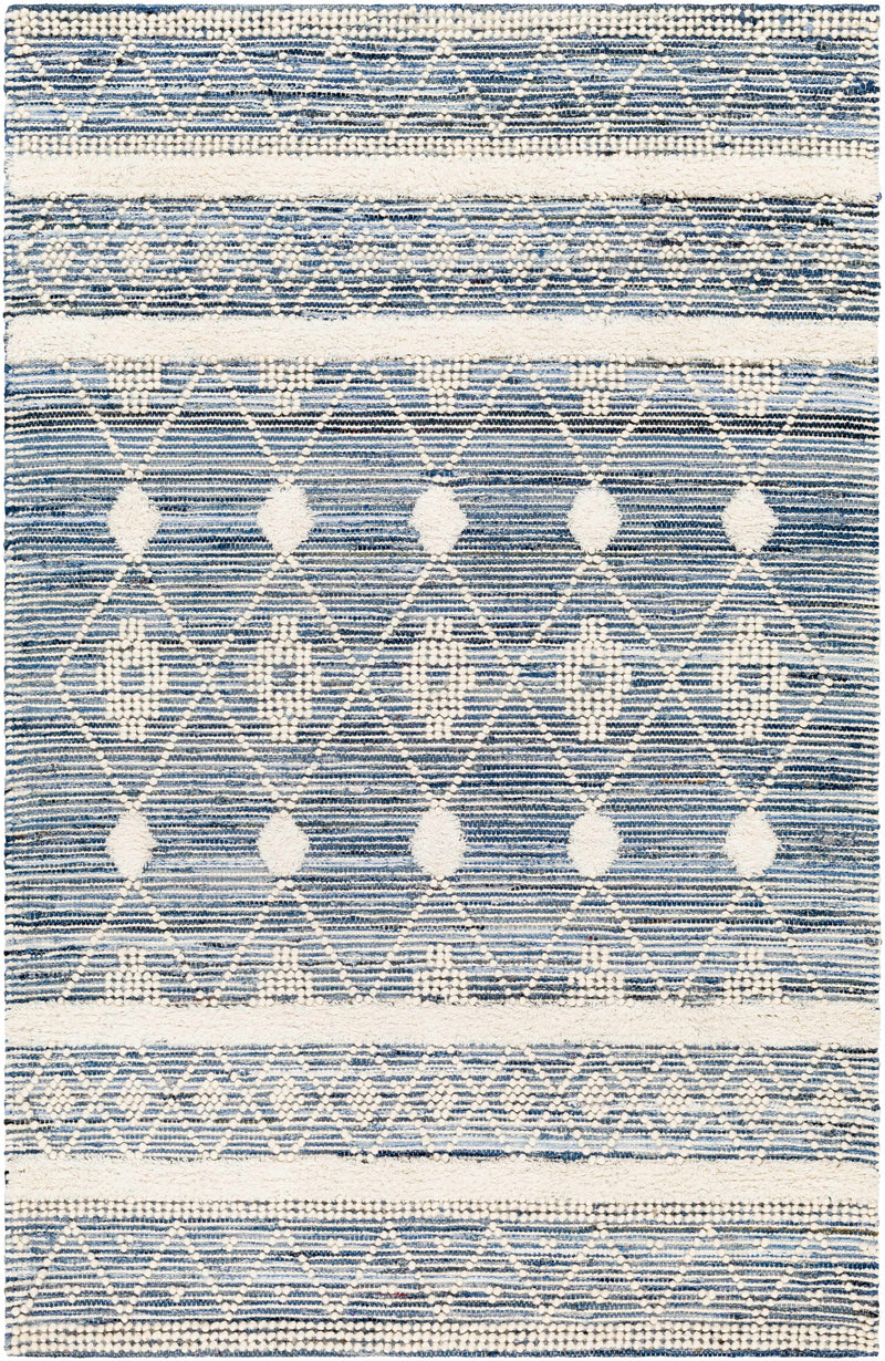 Ivory Hand Woven 70% Cotton, 30% Wool Global Rectangle Handmade rug, Indoor use only, no fringe, non-washable. runner also available
