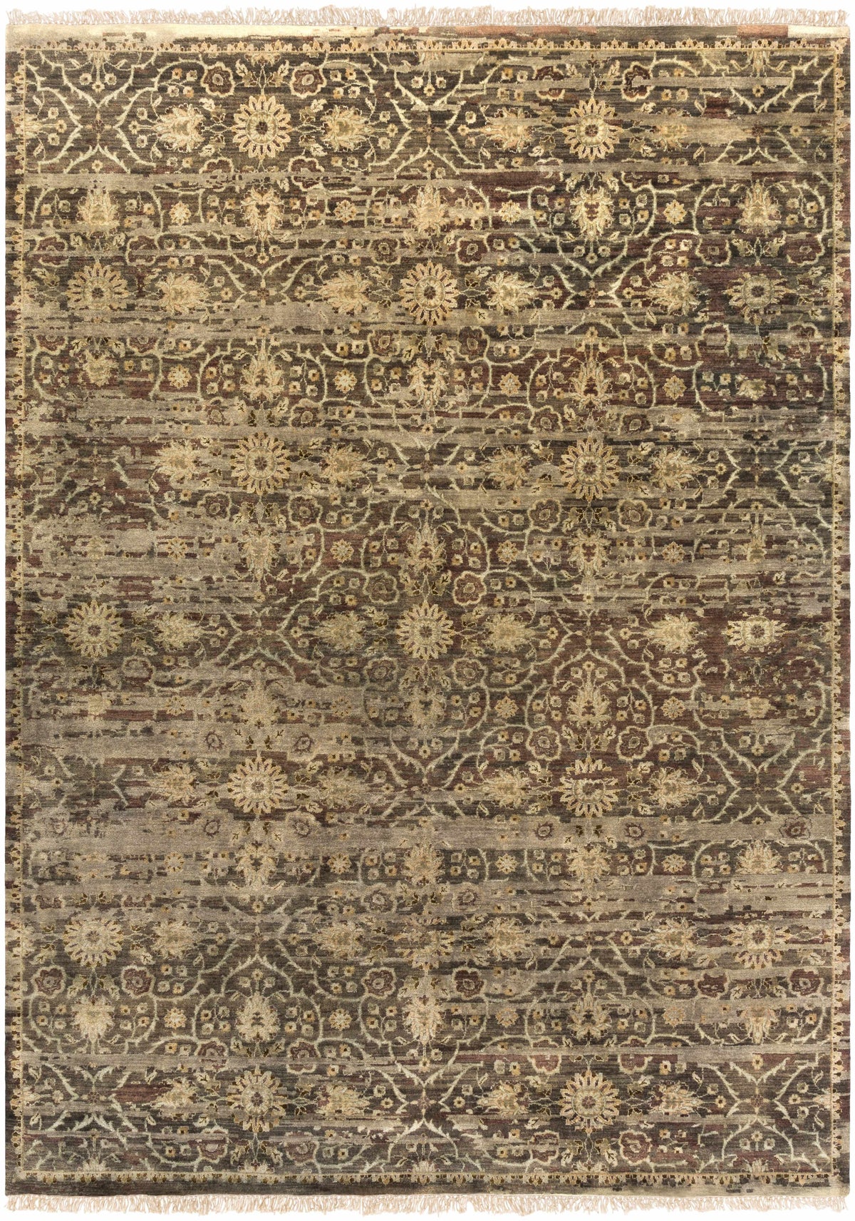 Charcoal Hand Knotted 100% Wool Traditional Rectangle Handmade rug, Indoor use only, has fringe, non-washable. round, runner also available